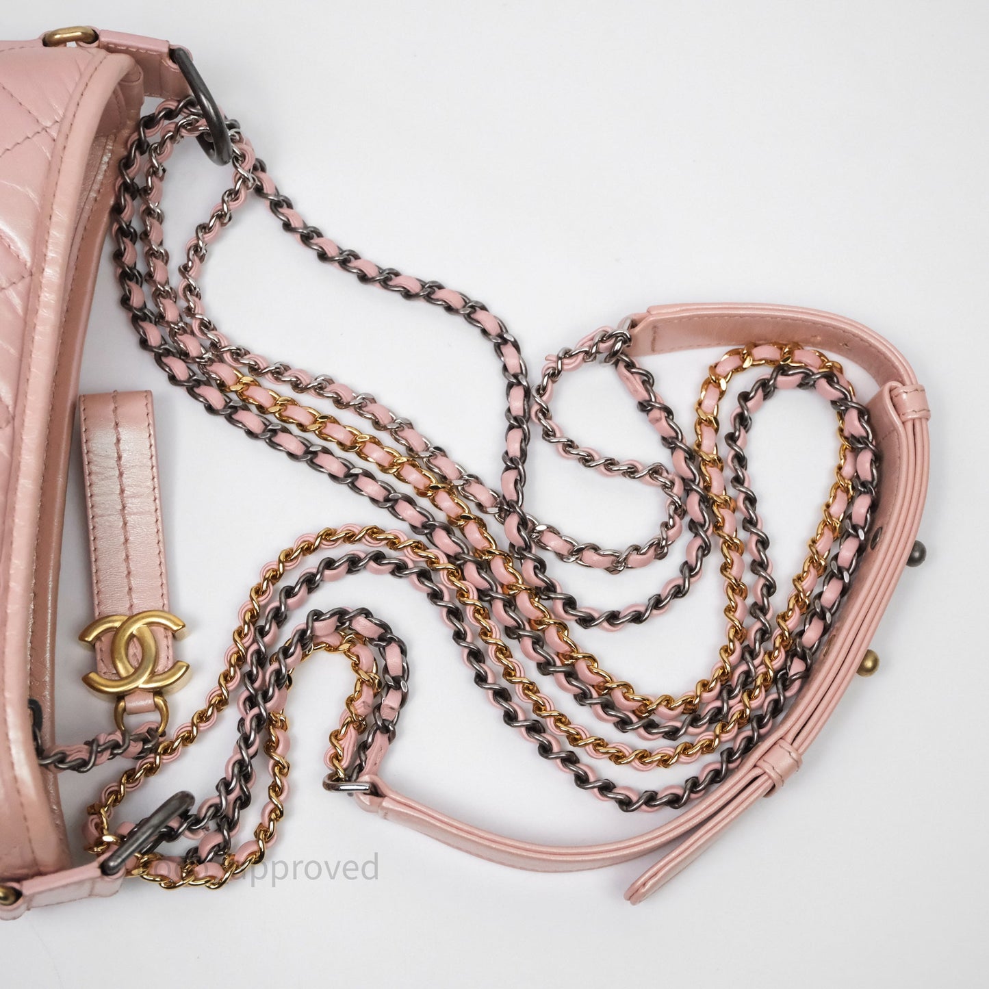 Chanel Small Gabrielle Hobo Iridescent Pink Aged Calfskin Mixed Hardware