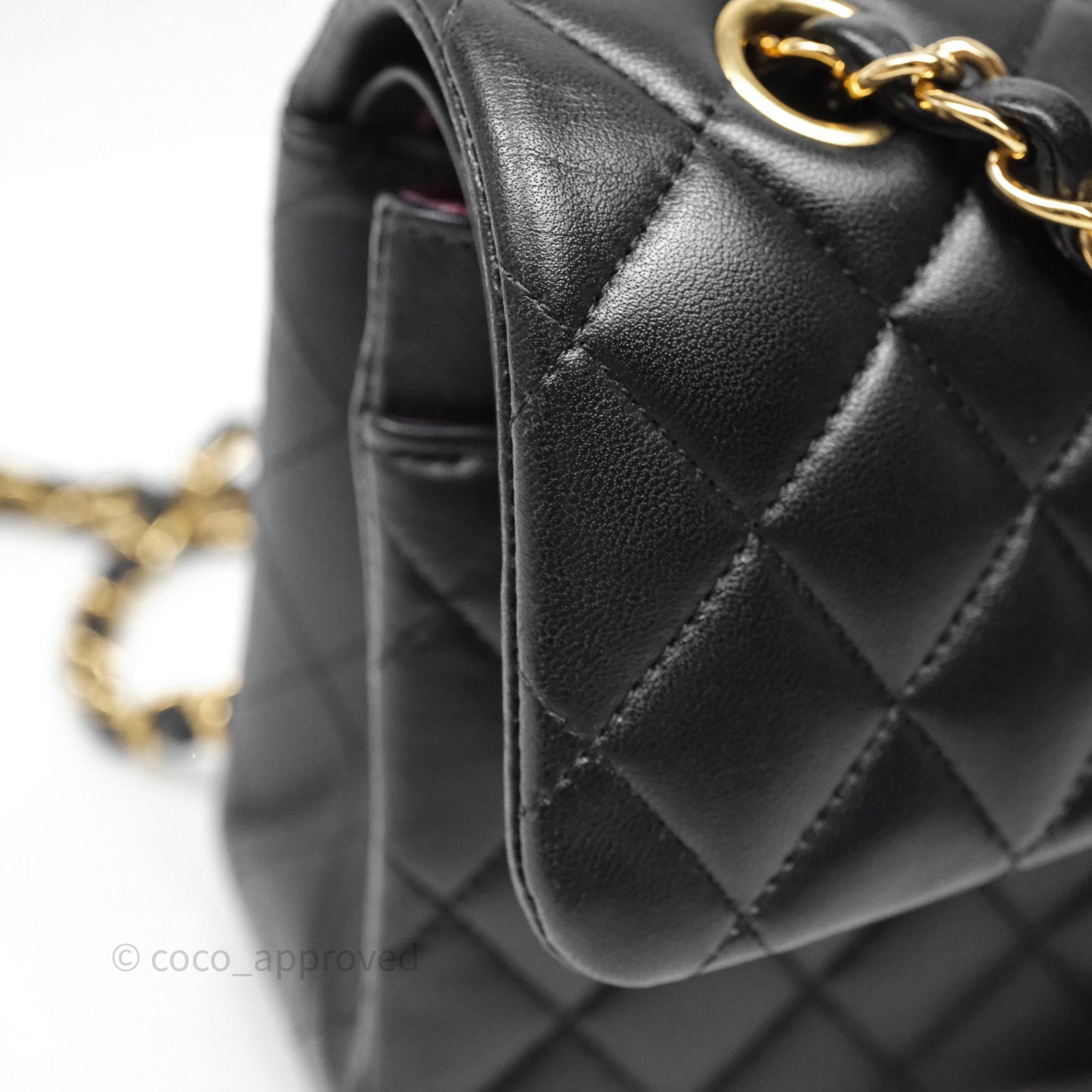 Chanel Small Classic Flap Quilted Black Lambskin Gold Hardware