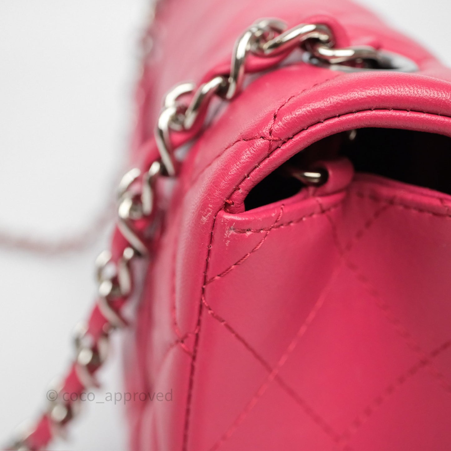 Chanel Quilted Mini Rectangular Dark Pink Lambskin Silver Hardware
