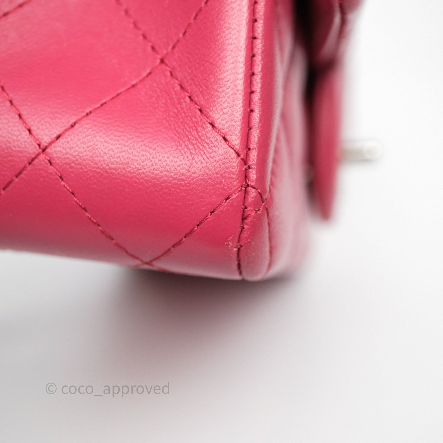 Chanel Quilted Mini Rectangular Dark Pink Lambskin Silver Hardware