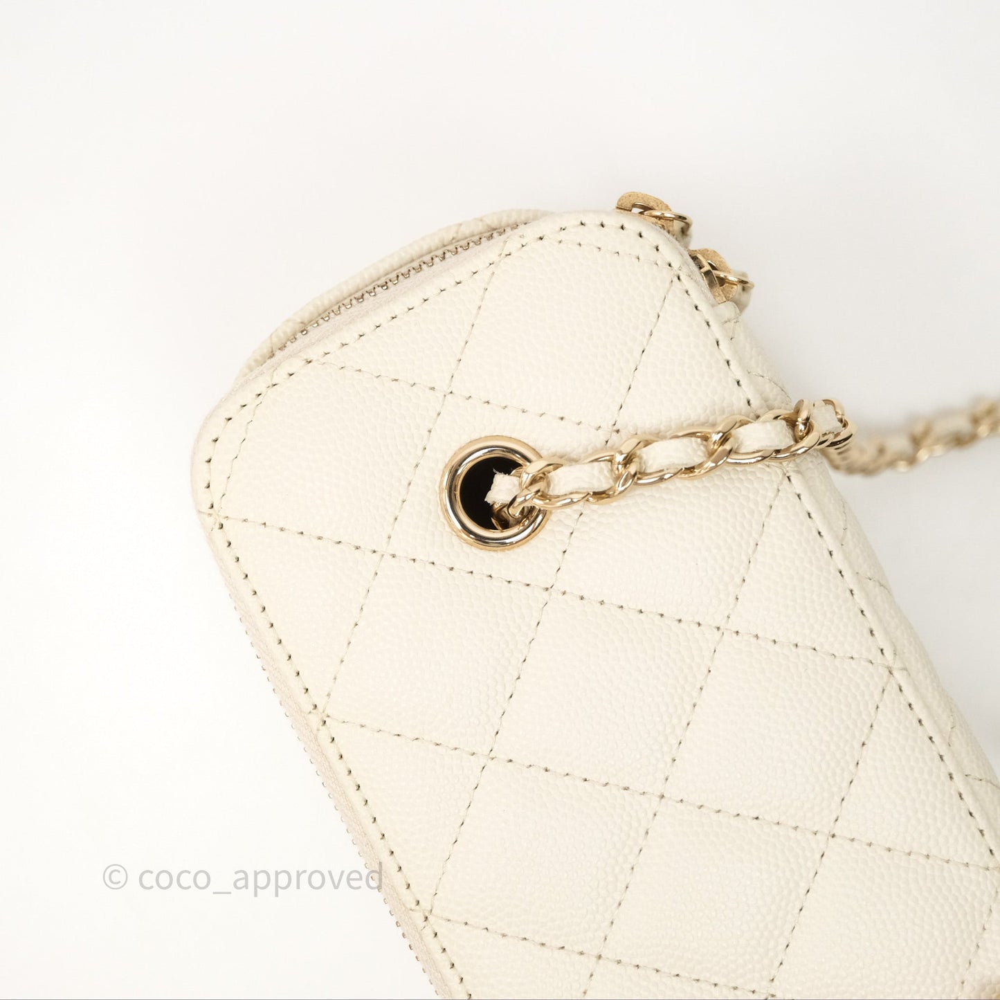 Chanel Vanity with Chain Ivory Cream Caviar Gold Hardware