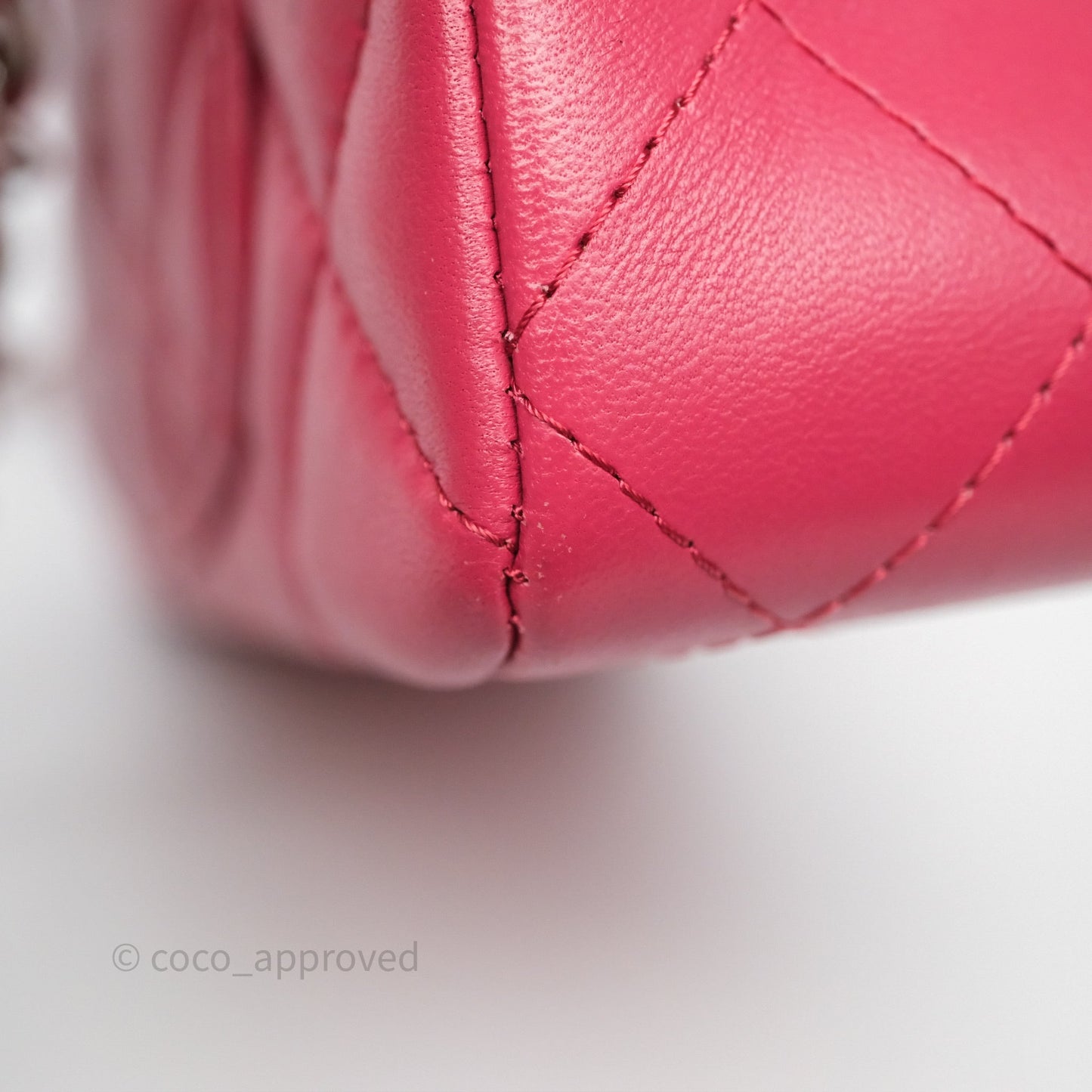 Chanel Quilted Mini Rectangular Dark Pink Lambskin Silver Hardware