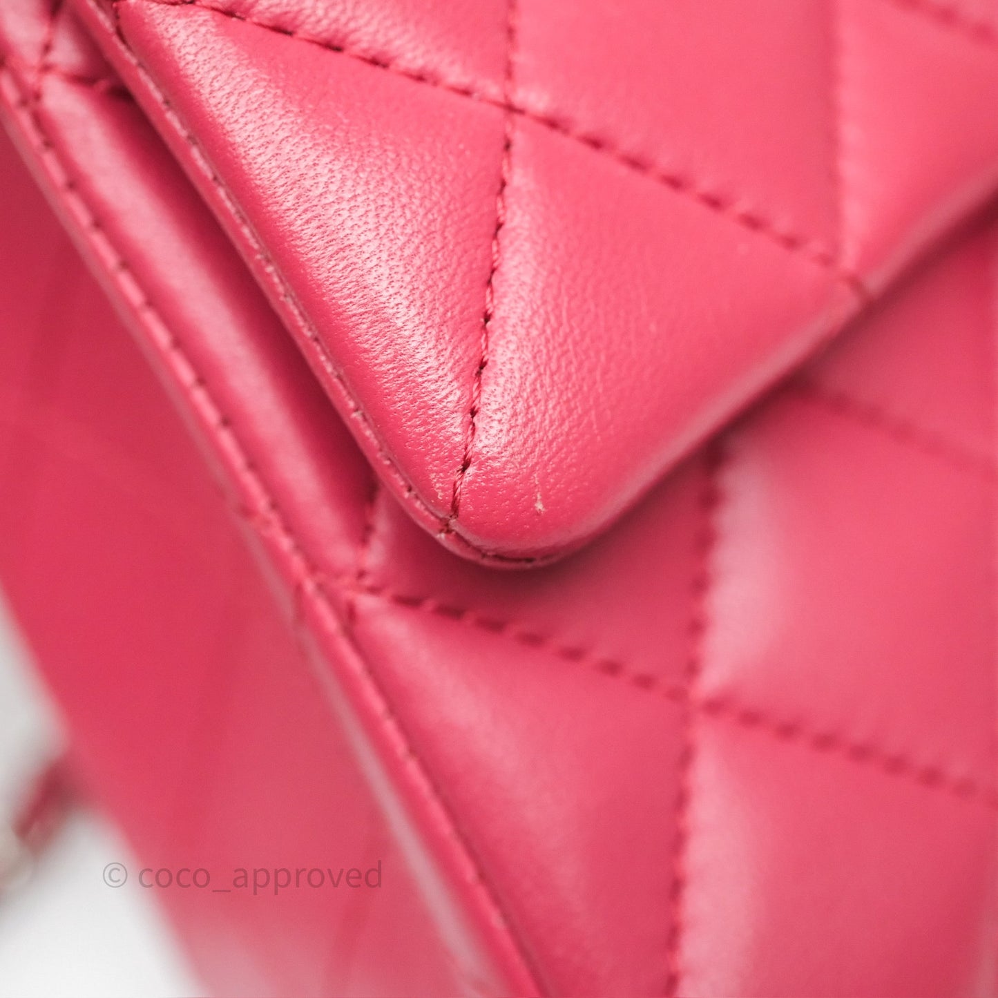Chanel Quilted Mini Rectangular Dark Pink Lambskin Silver Hardware