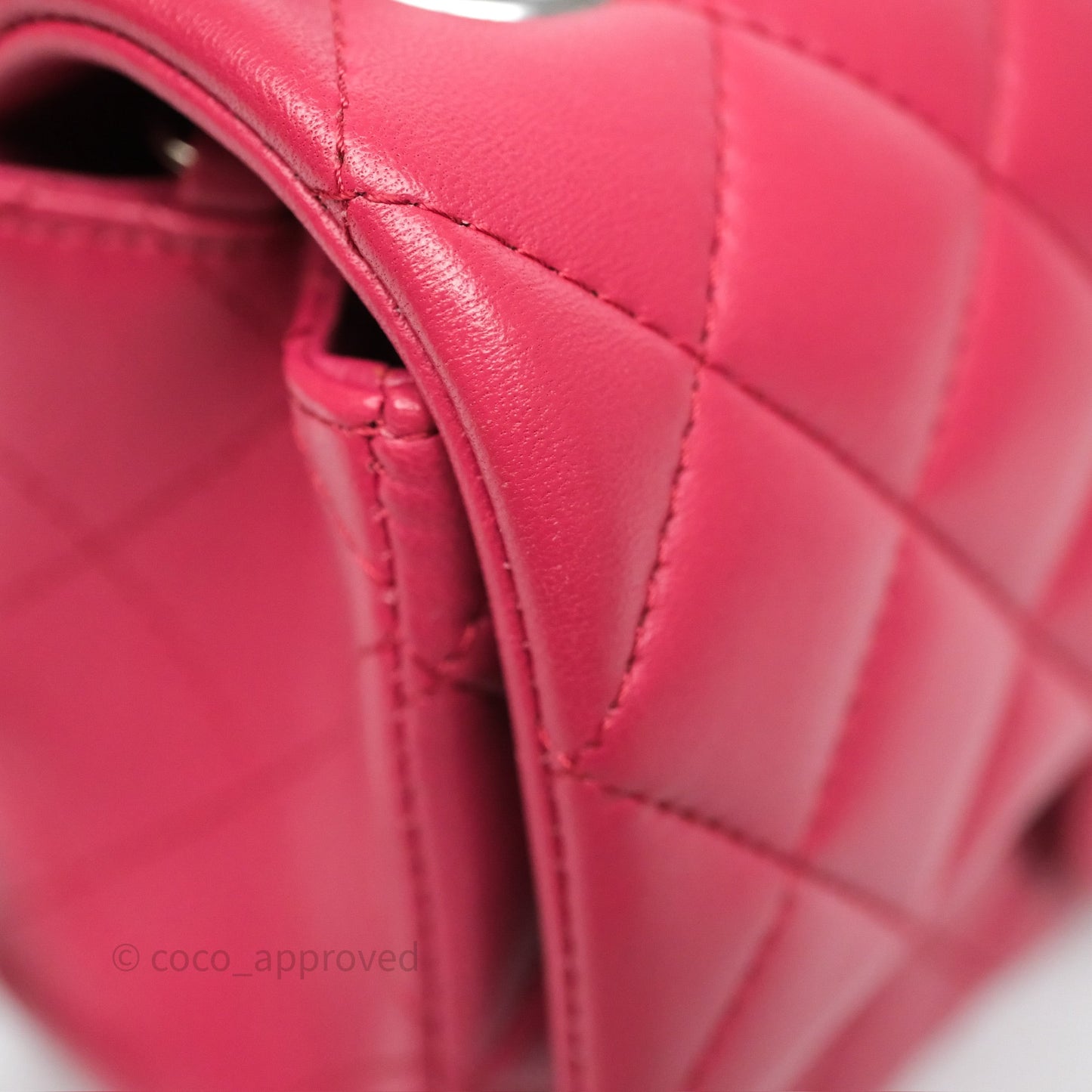 Chanel Quilted Mini Rectangular Dark Pink Lambskin Silver Hardware