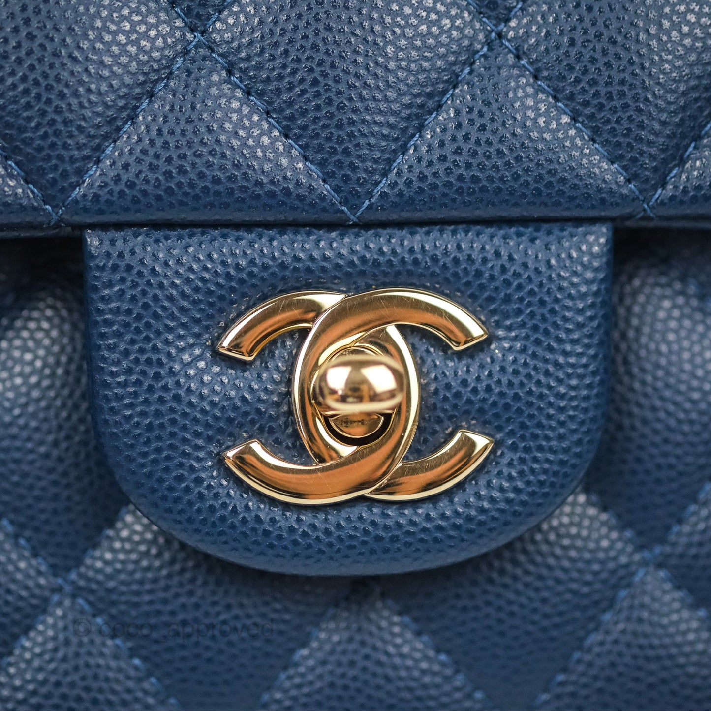 Chanel Small Classic Quilted Flap Navy Caviar Gold Hardware