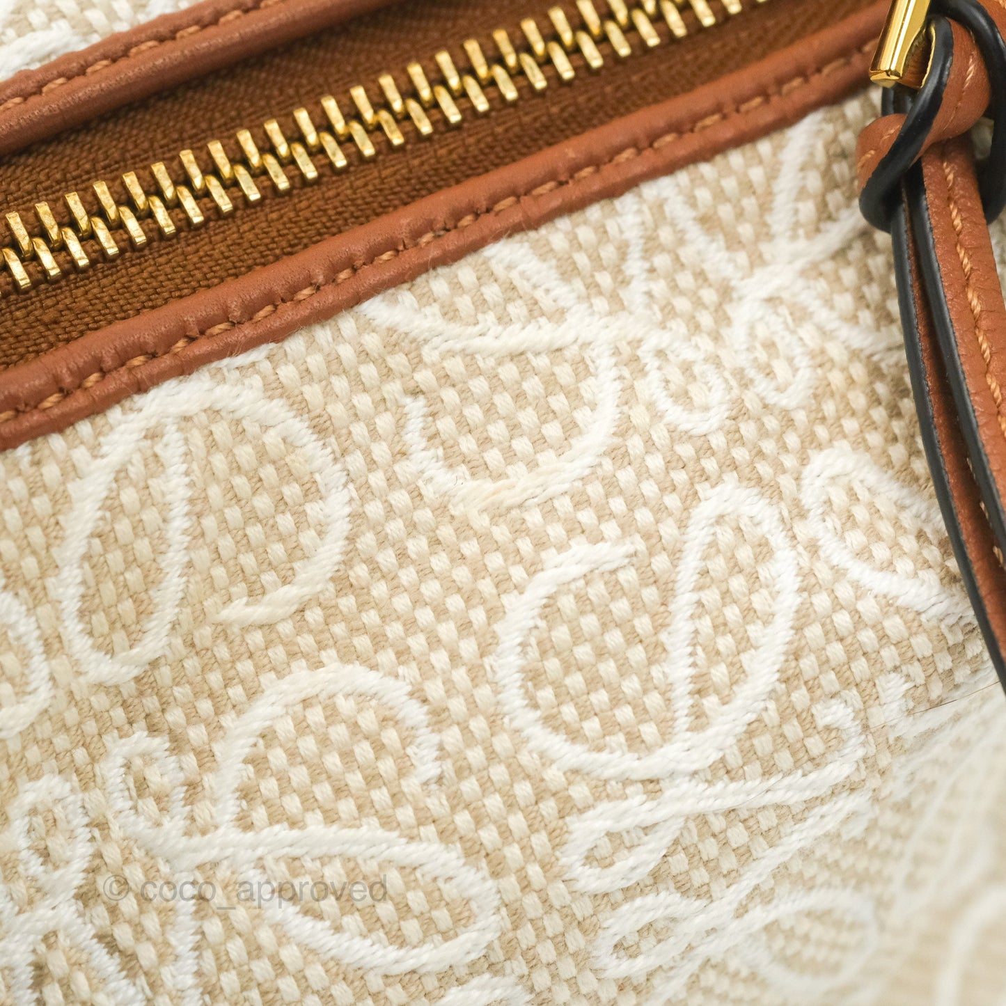Loewe Small Cubi bag in Anagram Jacquard & Calfskin Ecru/Tan