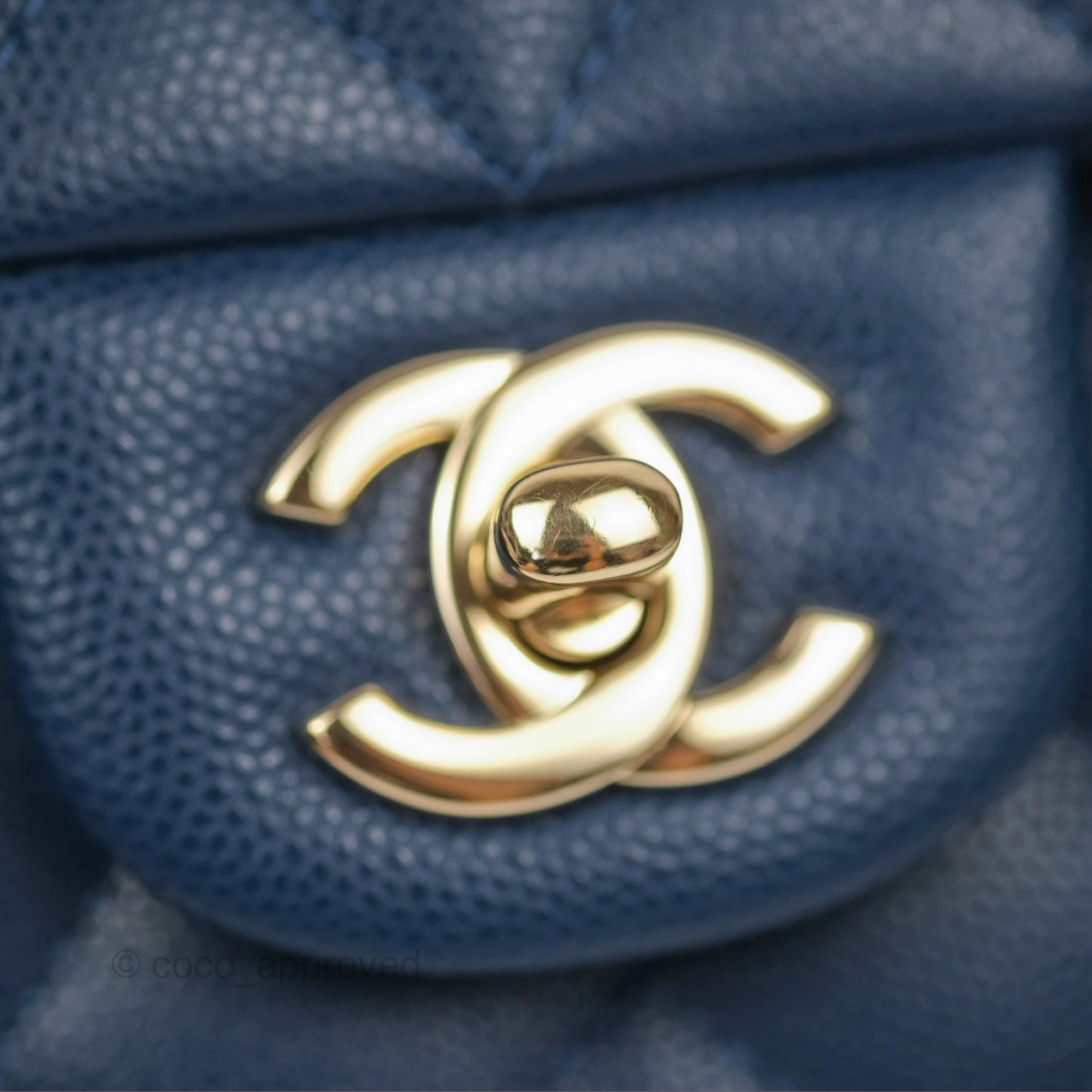 Chanel Small Classic Quilted Flap Navy Caviar Gold Hardware