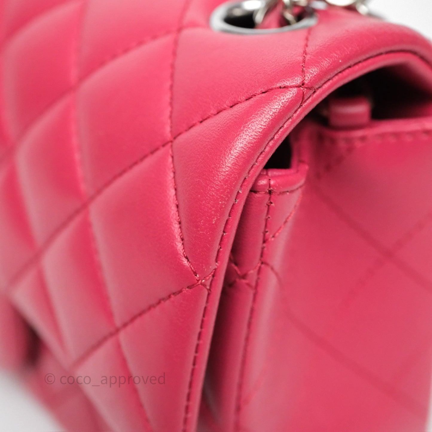 Chanel Quilted Mini Rectangular Dark Pink Lambskin Silver Hardware