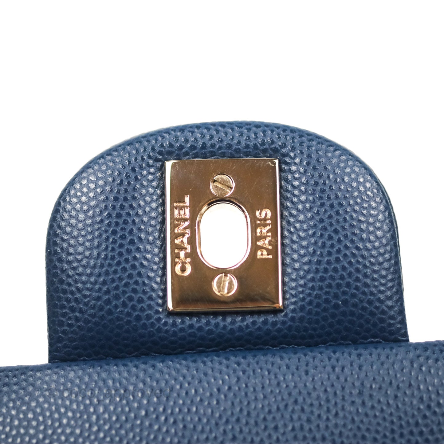Chanel Small Classic Quilted Flap Navy Caviar Gold Hardware