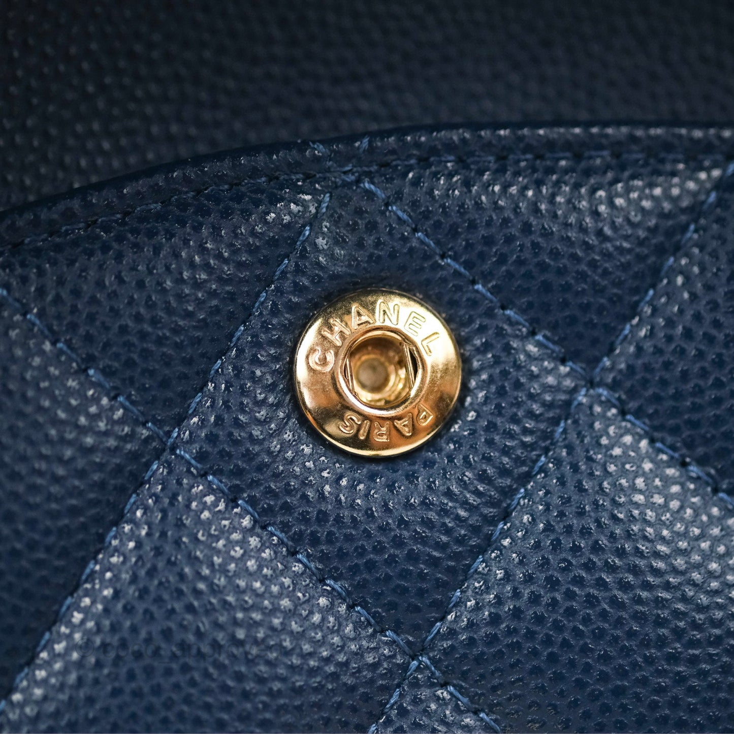 Chanel Small Classic Quilted Flap Navy Caviar Gold Hardware
