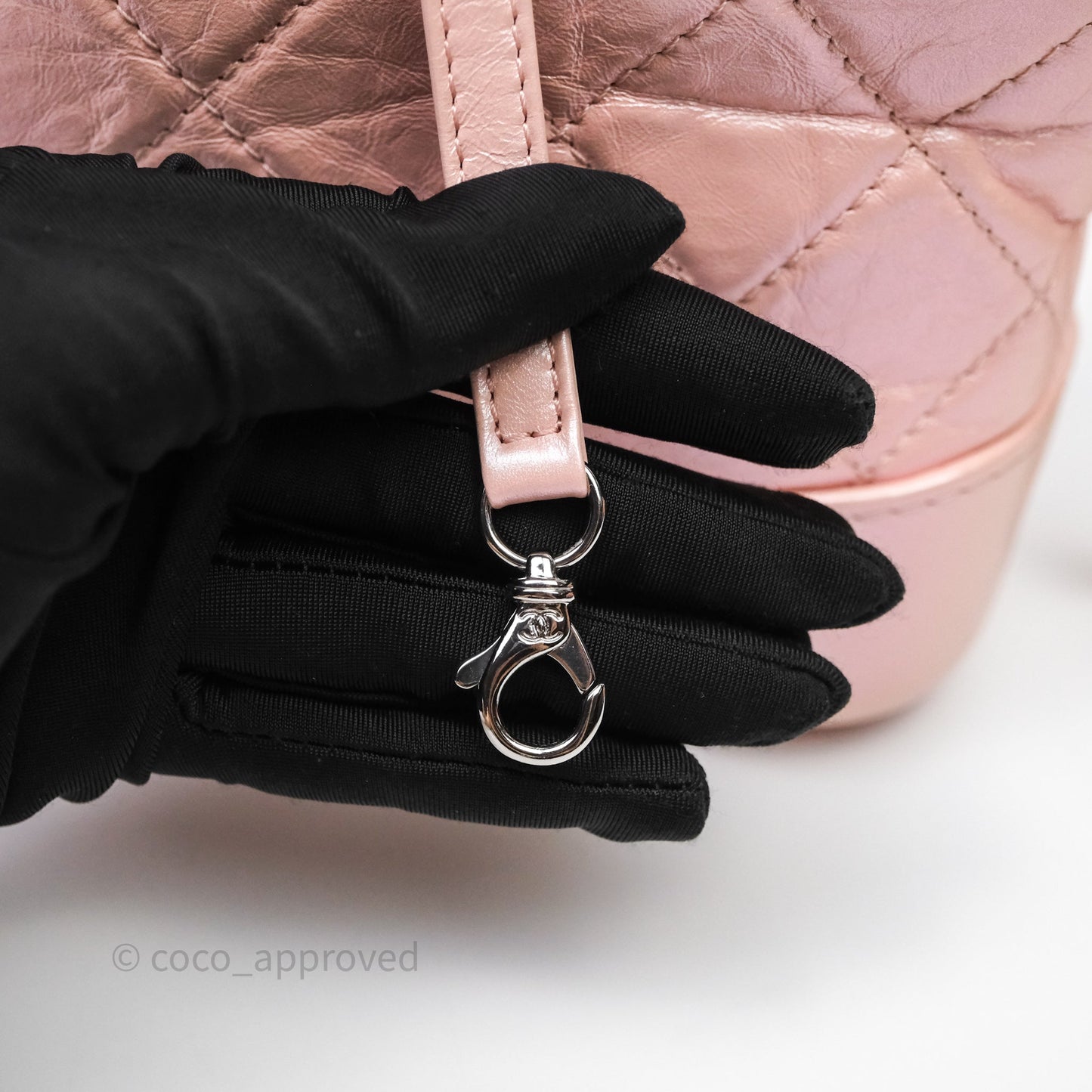 Chanel Small Gabrielle Hobo Iridescent Pink Aged Calfskin Mixed Hardware