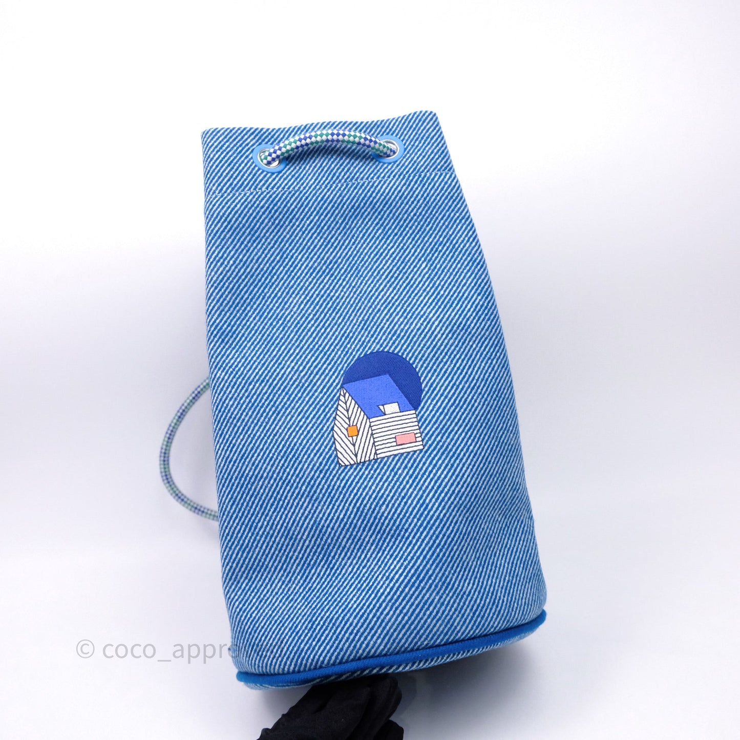 Hermes Les Cabanes Duffle Bag 7F Bleu Paon