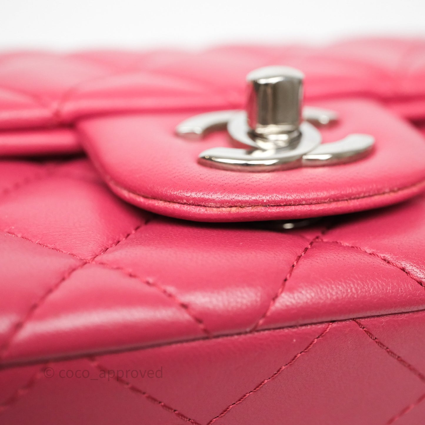 Chanel Quilted Mini Rectangular Dark Pink Lambskin Silver Hardware