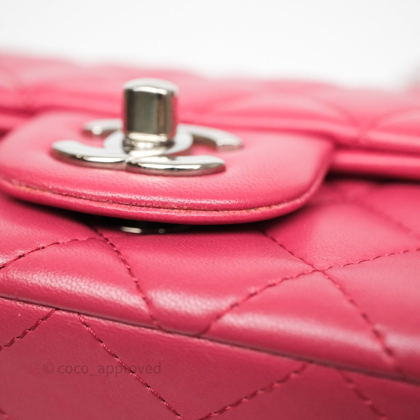 Chanel Quilted Mini Rectangular Dark Pink Lambskin Silver Hardware
