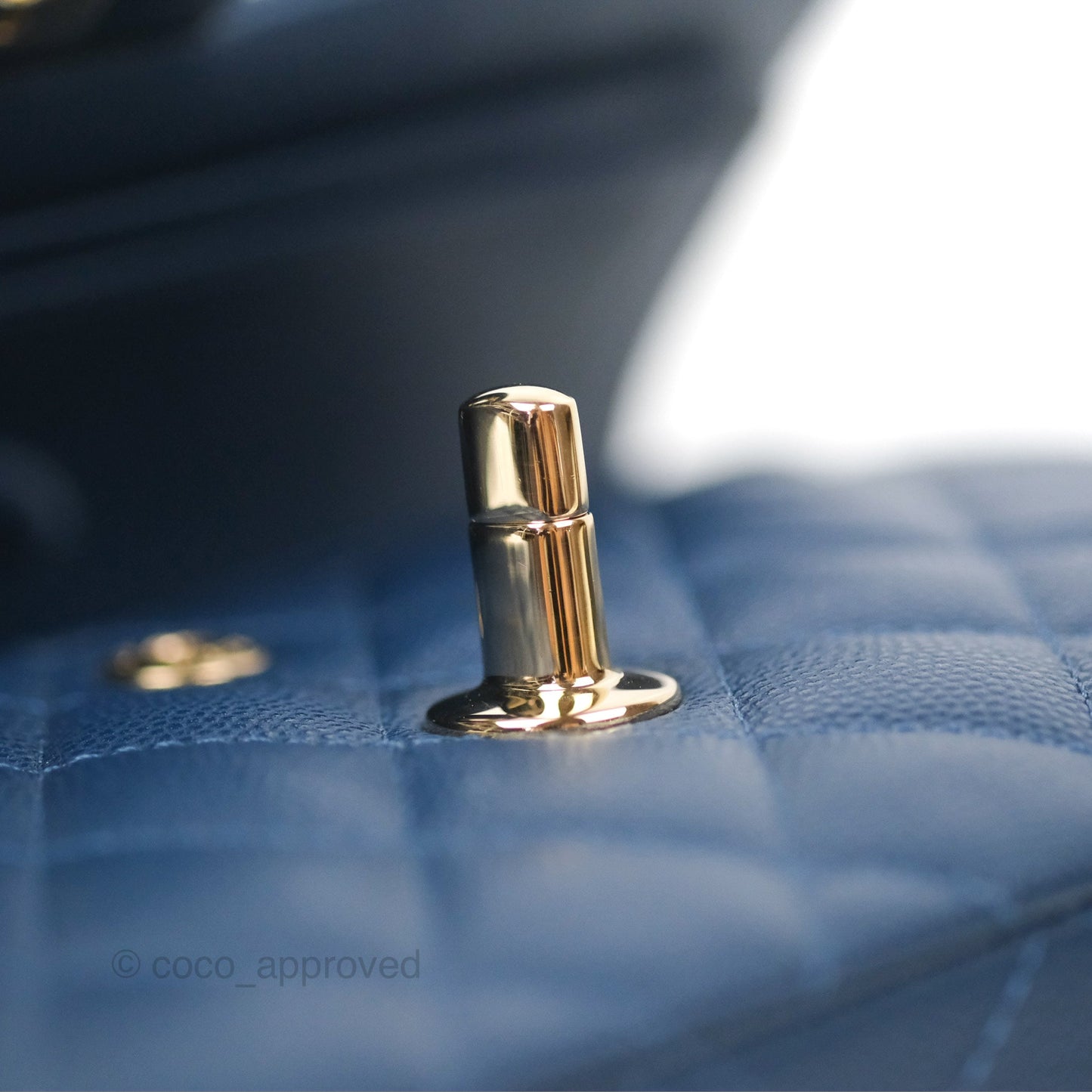 Chanel Small Classic Quilted Flap Navy Caviar Gold Hardware
