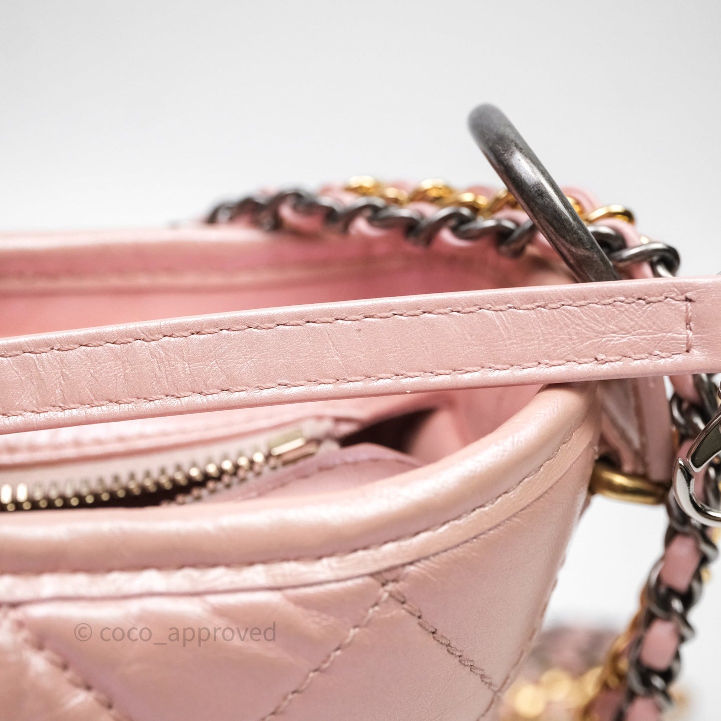 Chanel Small Gabrielle Hobo Iridescent Pink Aged Calfskin Mixed Hardware