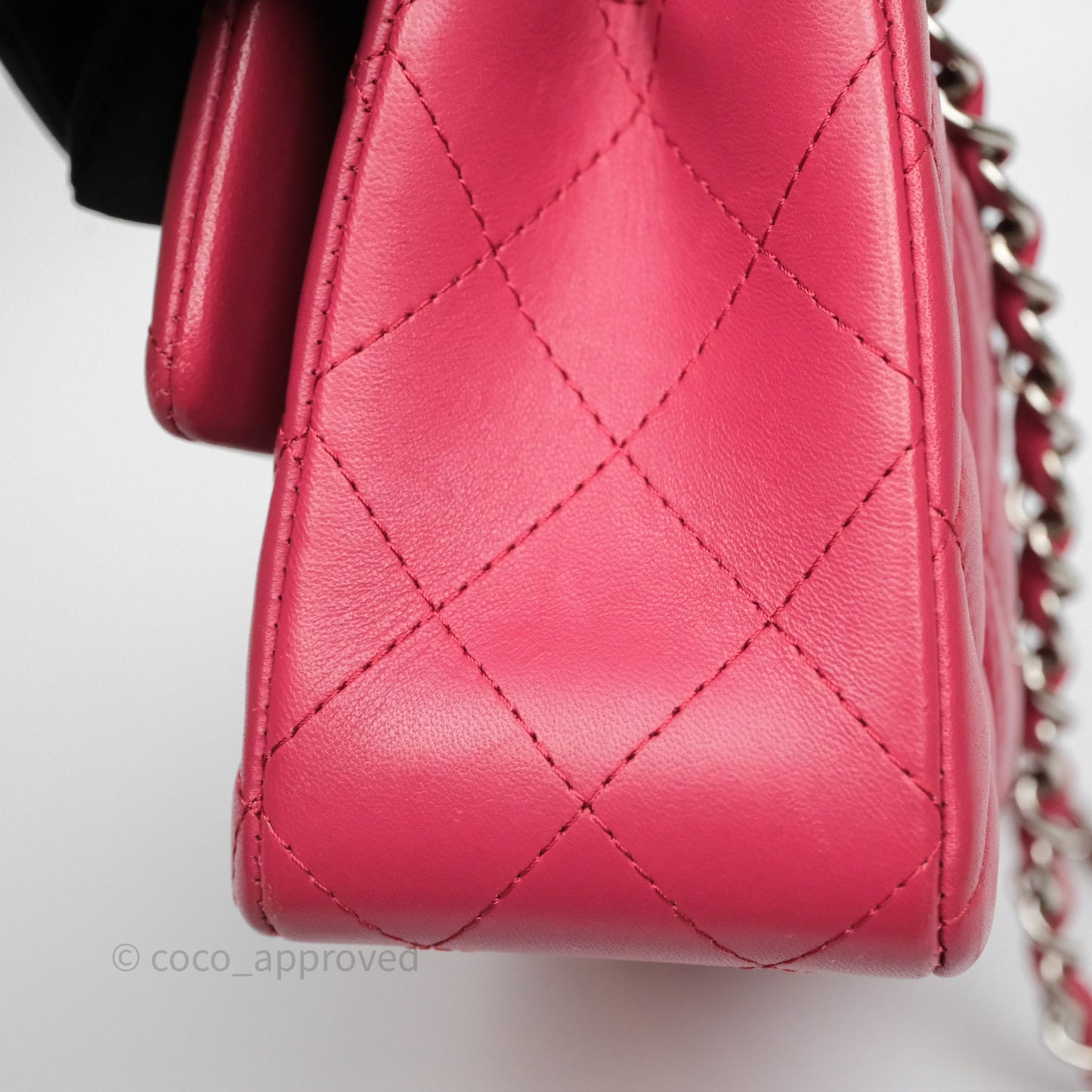 Chanel Quilted Mini Rectangular Dark Pink Lambskin Silver Hardware