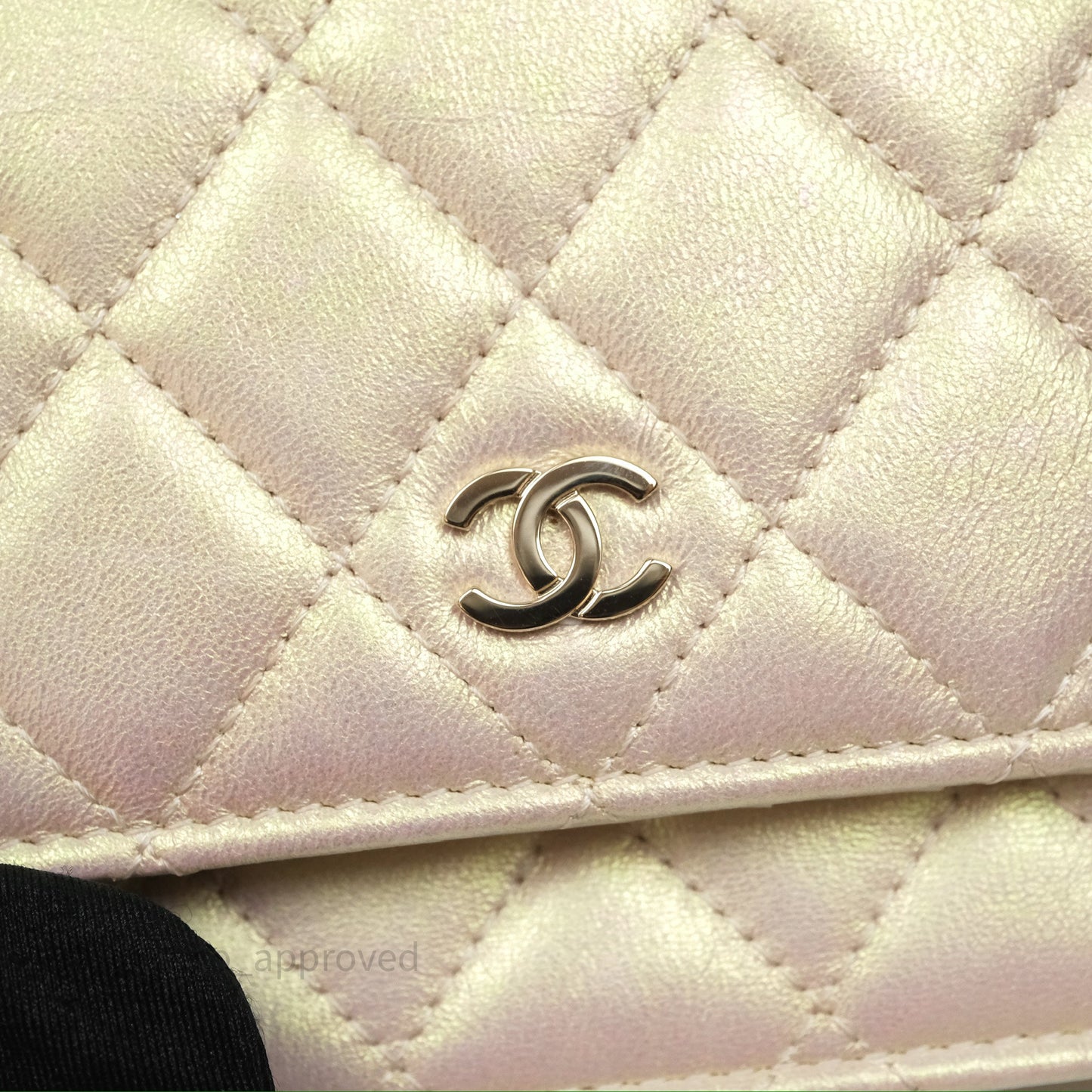 Chanel Quilted Mini Wallet on Chain WOC Iridescent Ivory Gold Hardware