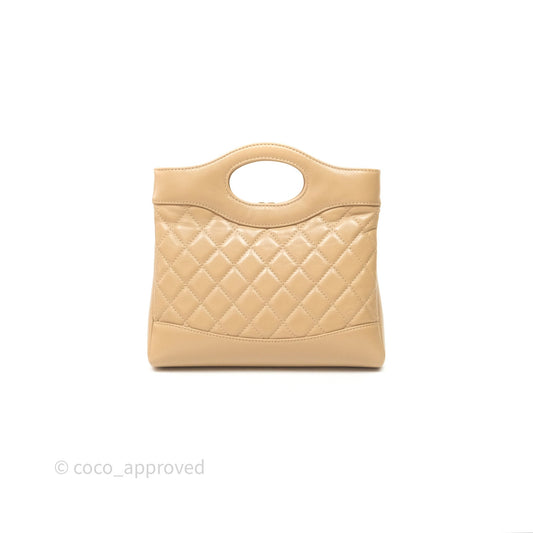 Chanel 31 Mini Beige Shiny Lambskin Gold Hardware