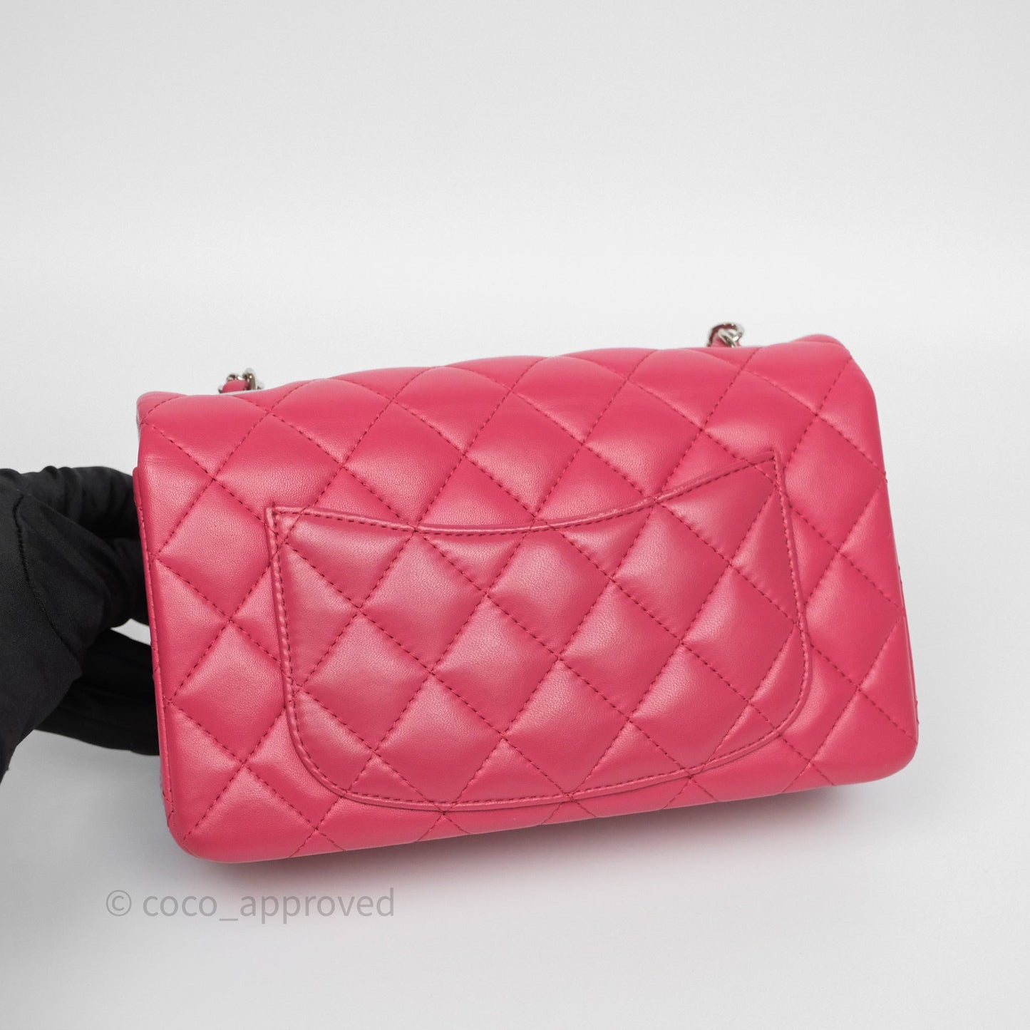 Chanel Quilted Mini Rectangular Dark Pink Lambskin Silver Hardware