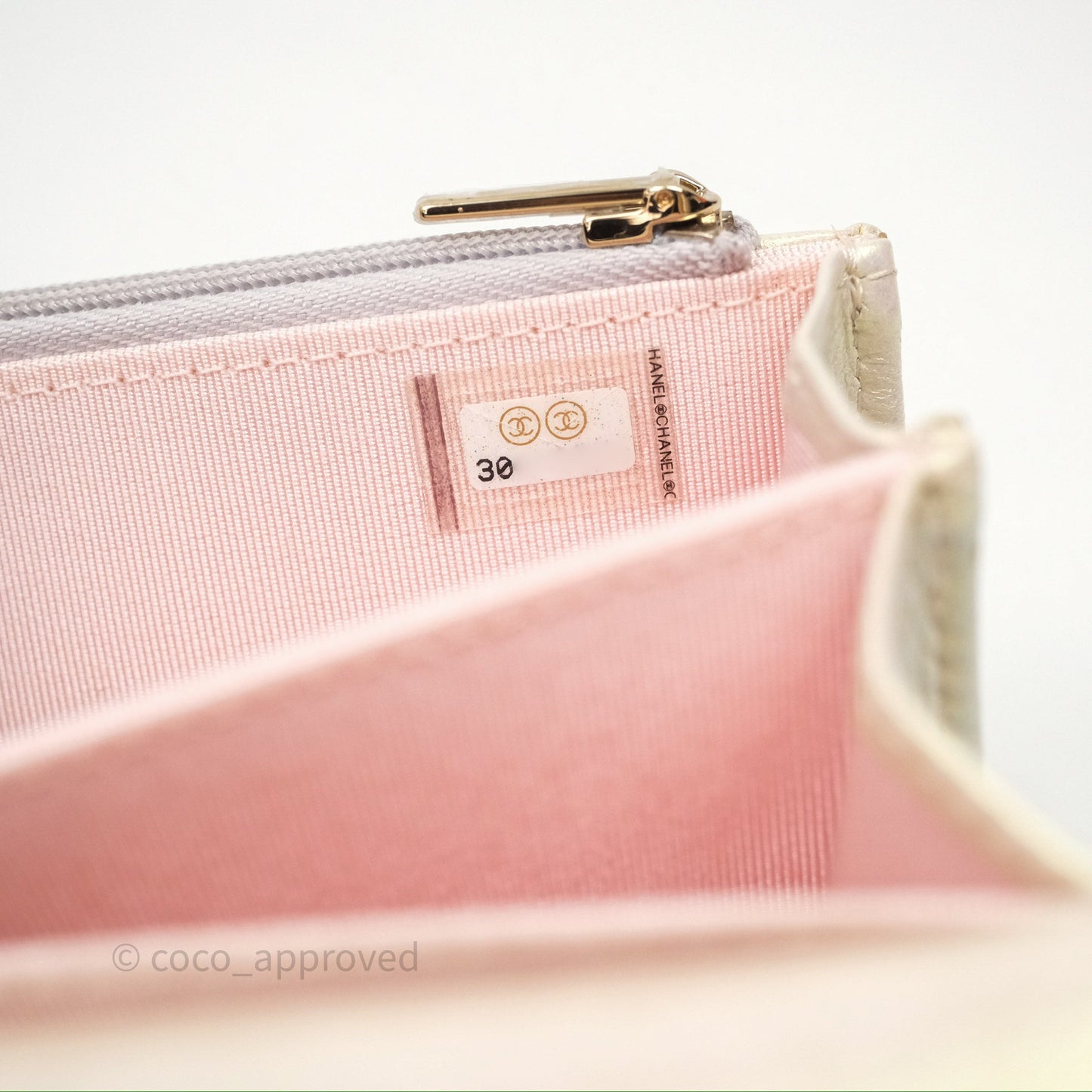 Chanel Quilted Mini Wallet on Chain WOC Iridescent Ivory Gold Hardware