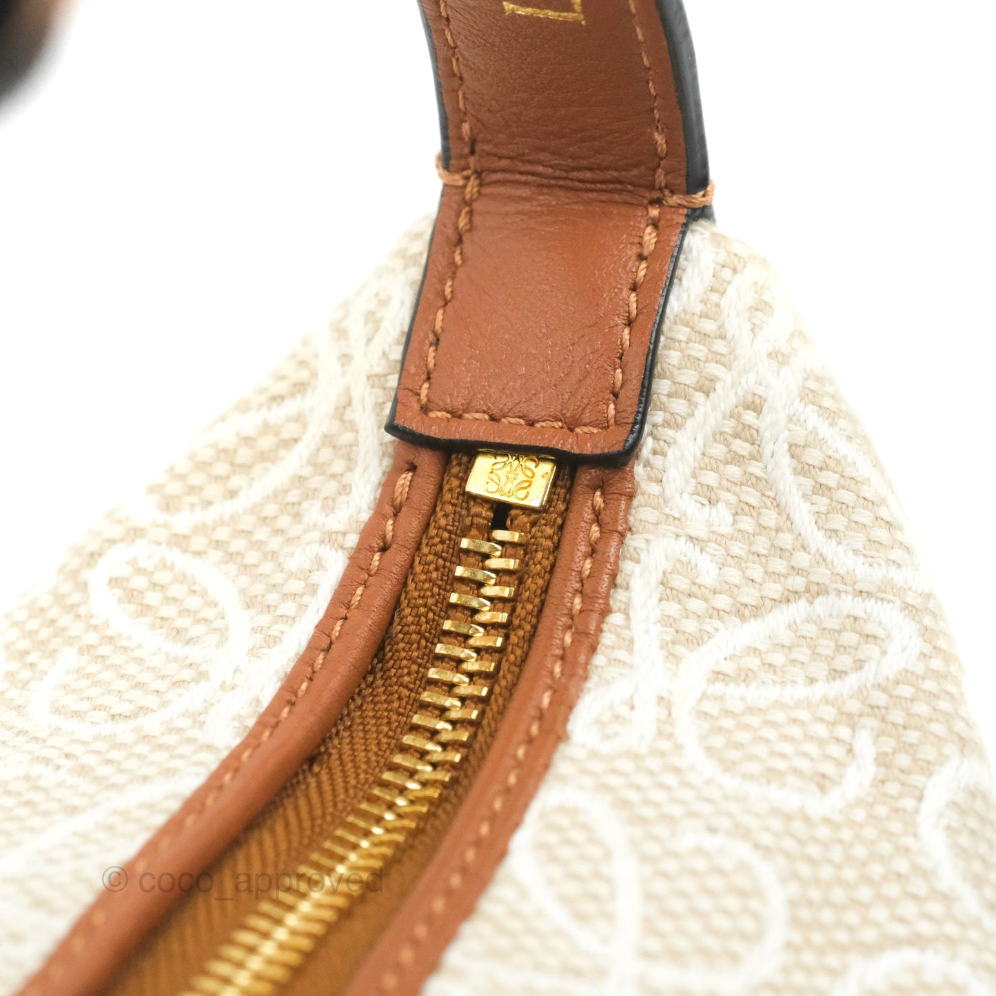 Loewe Small Cubi bag in Anagram Jacquard & Calfskin Ecru/Tan