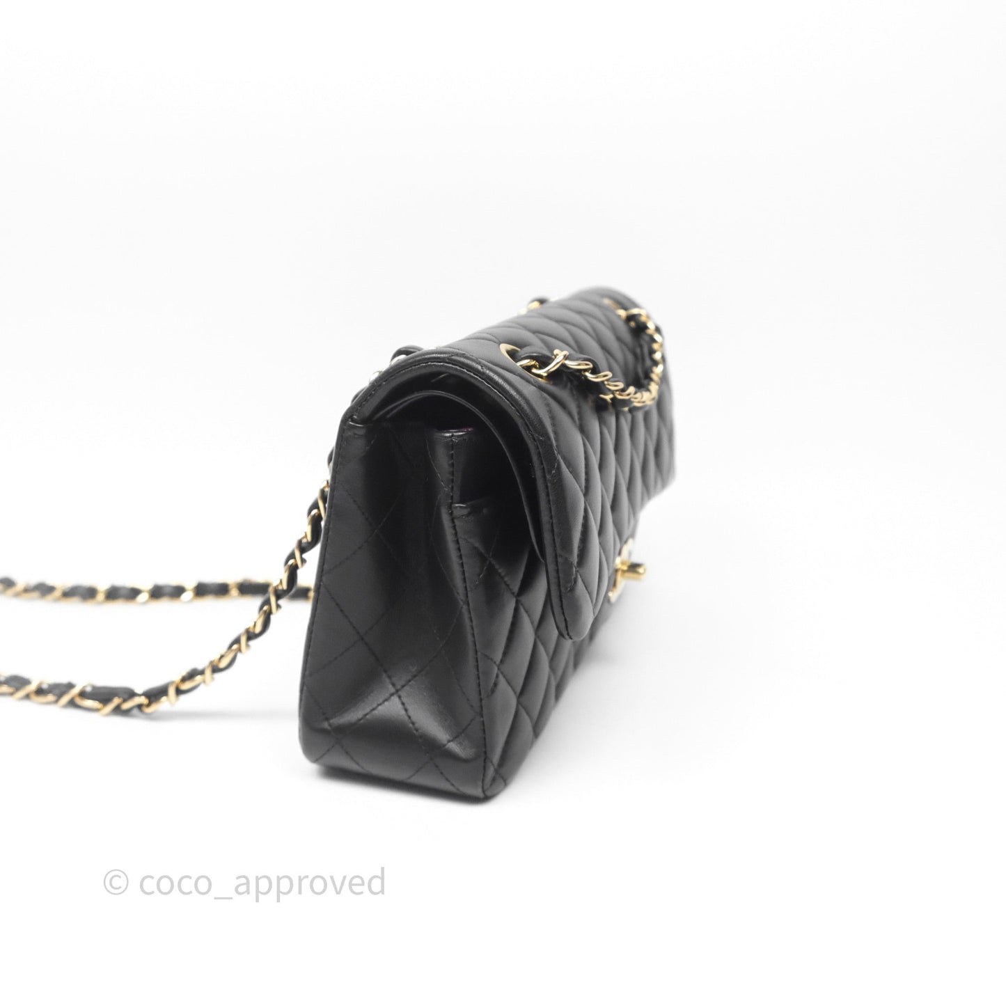 Chanel Small Classic Flap Quilted Black Lambskin Gold Hardware