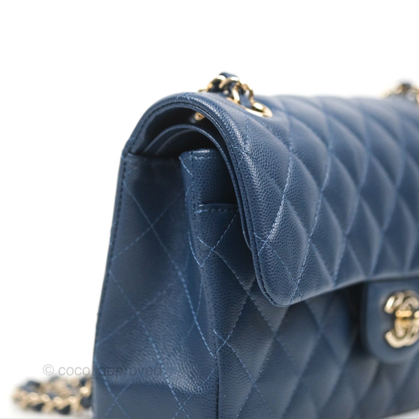Chanel Small Classic Quilted Flap Navy Caviar Gold Hardware