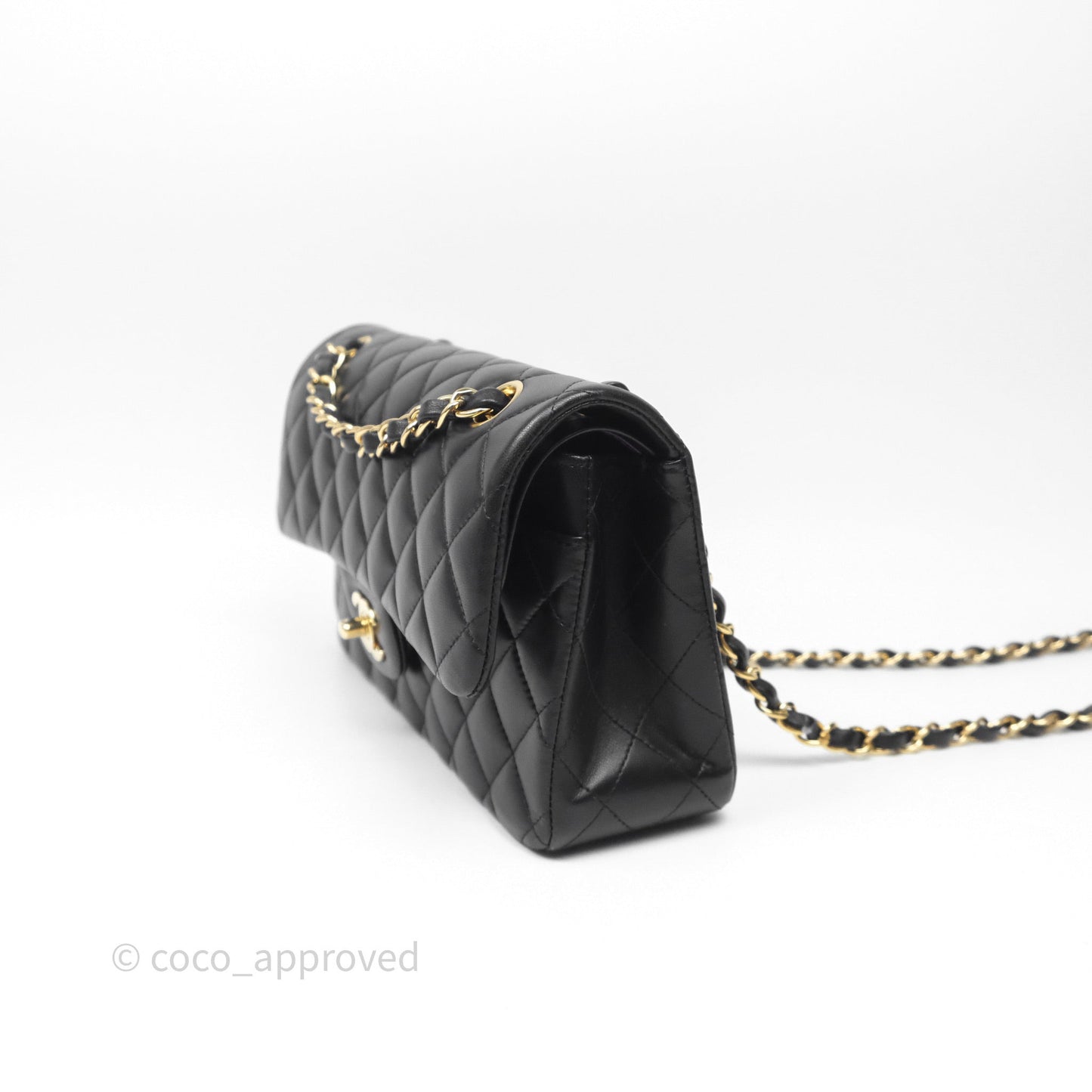 Chanel Small Classic Flap Quilted Black Lambskin Gold Hardware