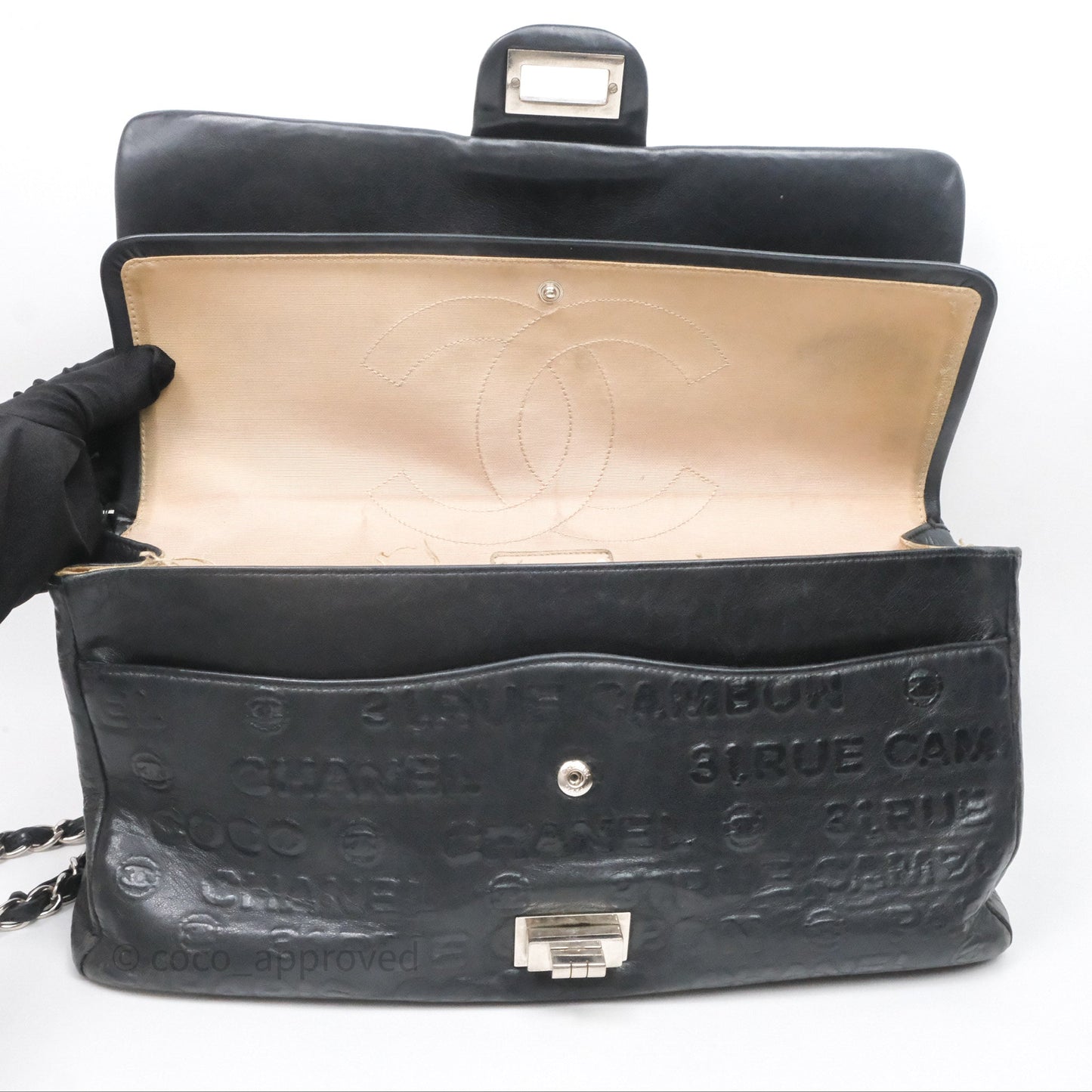 Chanel 228 Reissue Flap Quilted Black Calfskin Silver Hardware