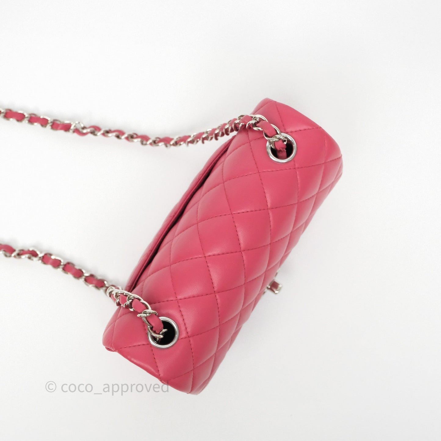Chanel Quilted Mini Rectangular Dark Pink Lambskin Silver Hardware
