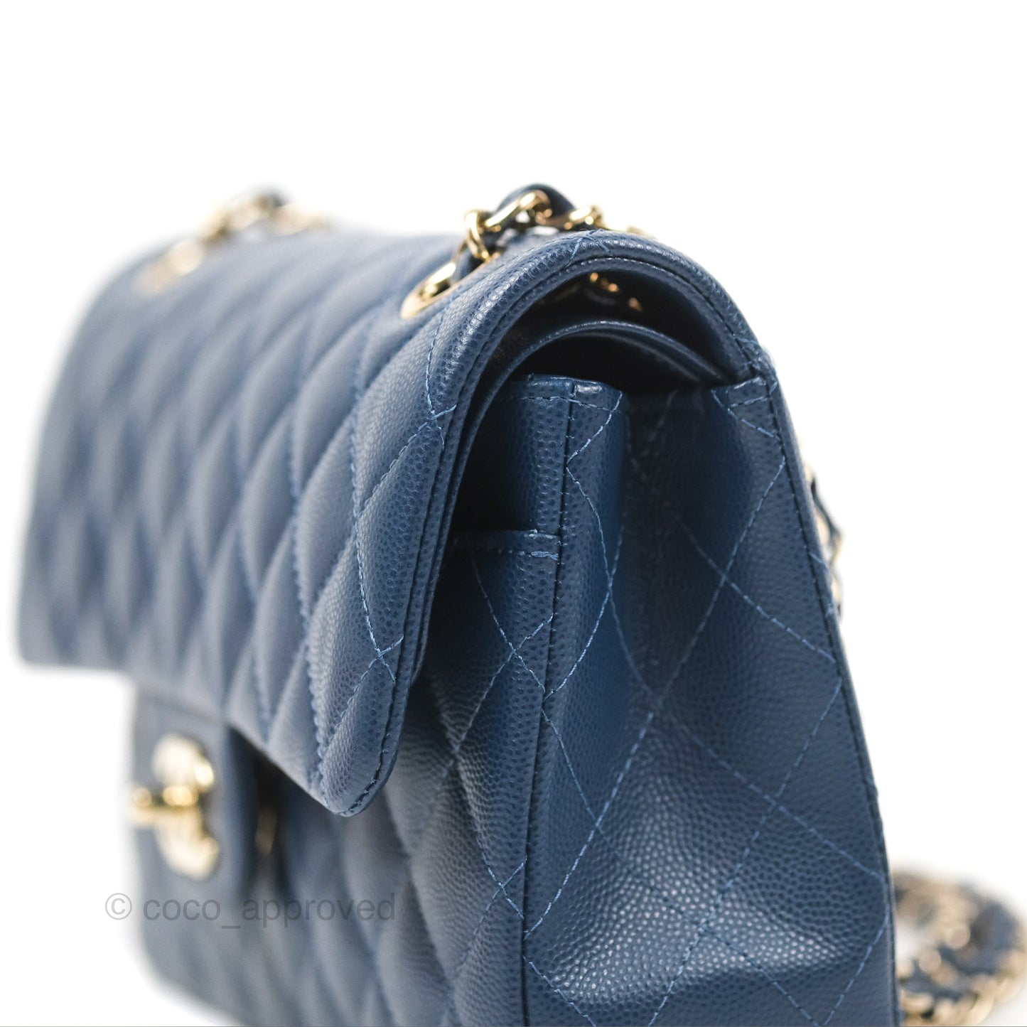 Chanel Small Classic Quilted Flap Navy Caviar Gold Hardware