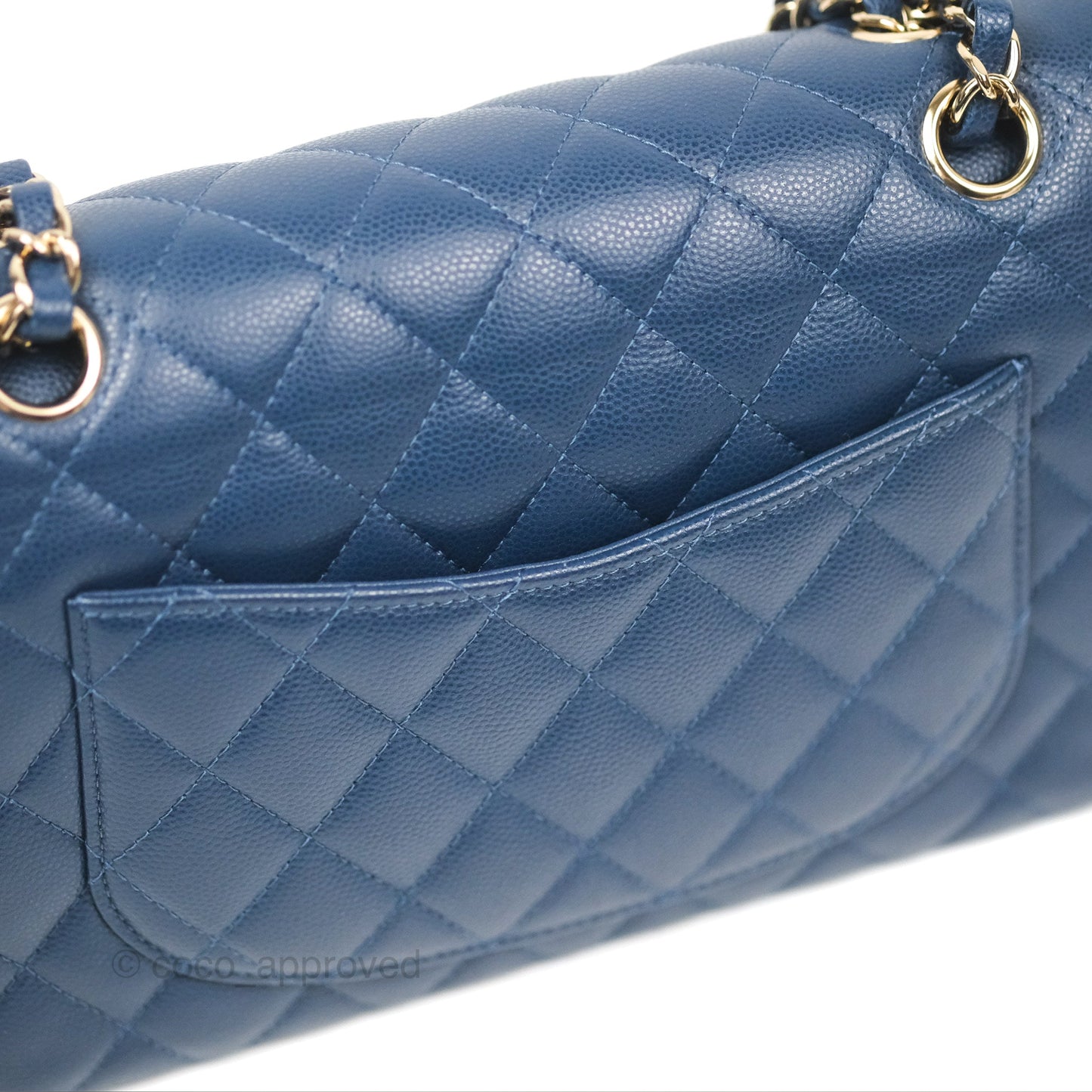 Chanel Small Classic Quilted Flap Navy Caviar Gold Hardware