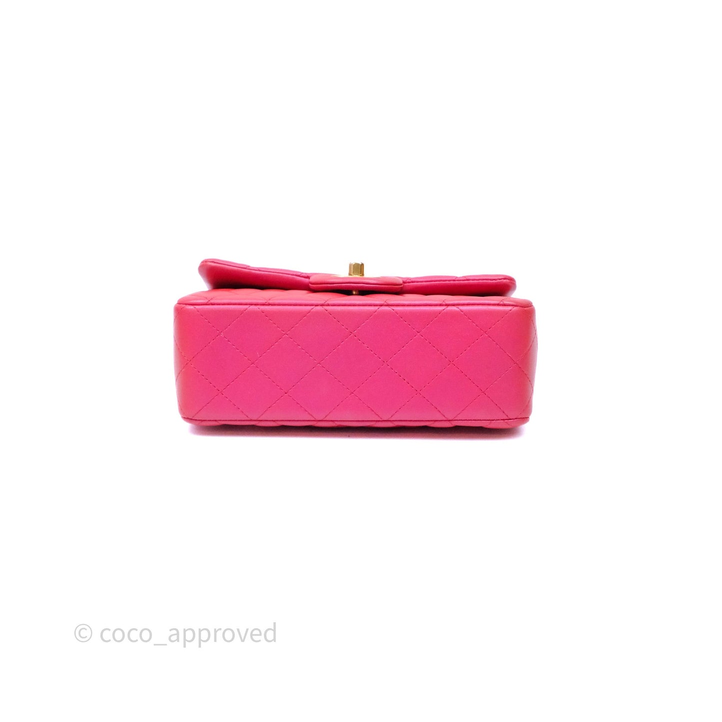Chanel Top Handle Mini Rectangular Flap Bag Iridescent Dark Pink Lambskin Aged Gold Hardware