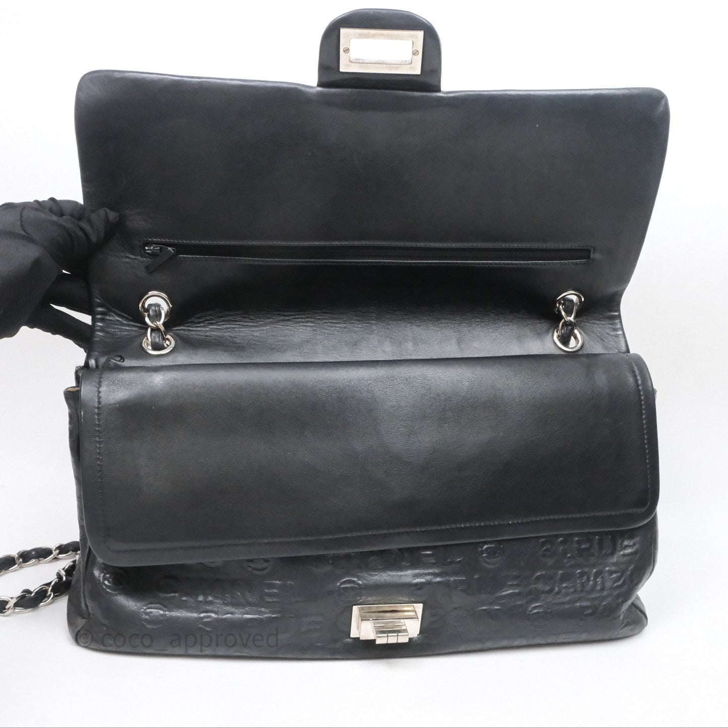 Chanel 228 Reissue Flap Quilted Black Calfskin Silver Hardware