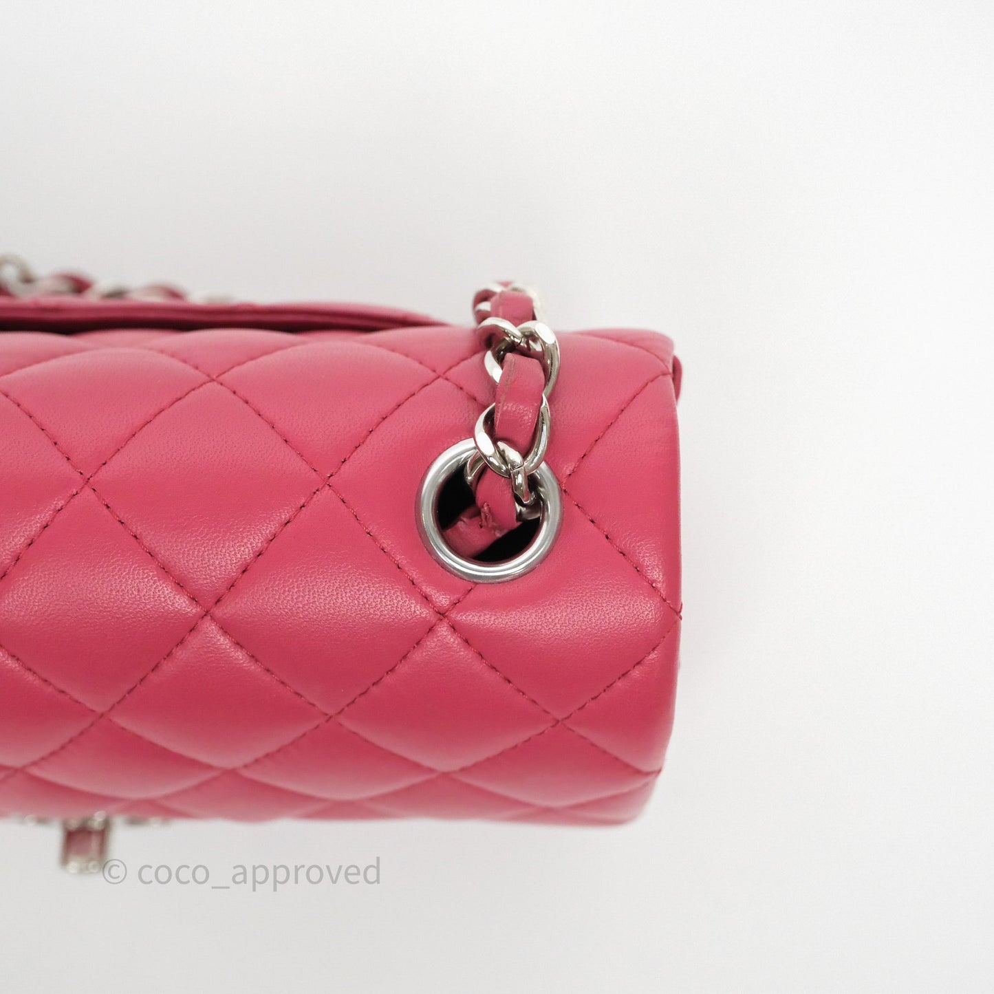 Chanel Quilted Mini Rectangular Dark Pink Lambskin Silver Hardware