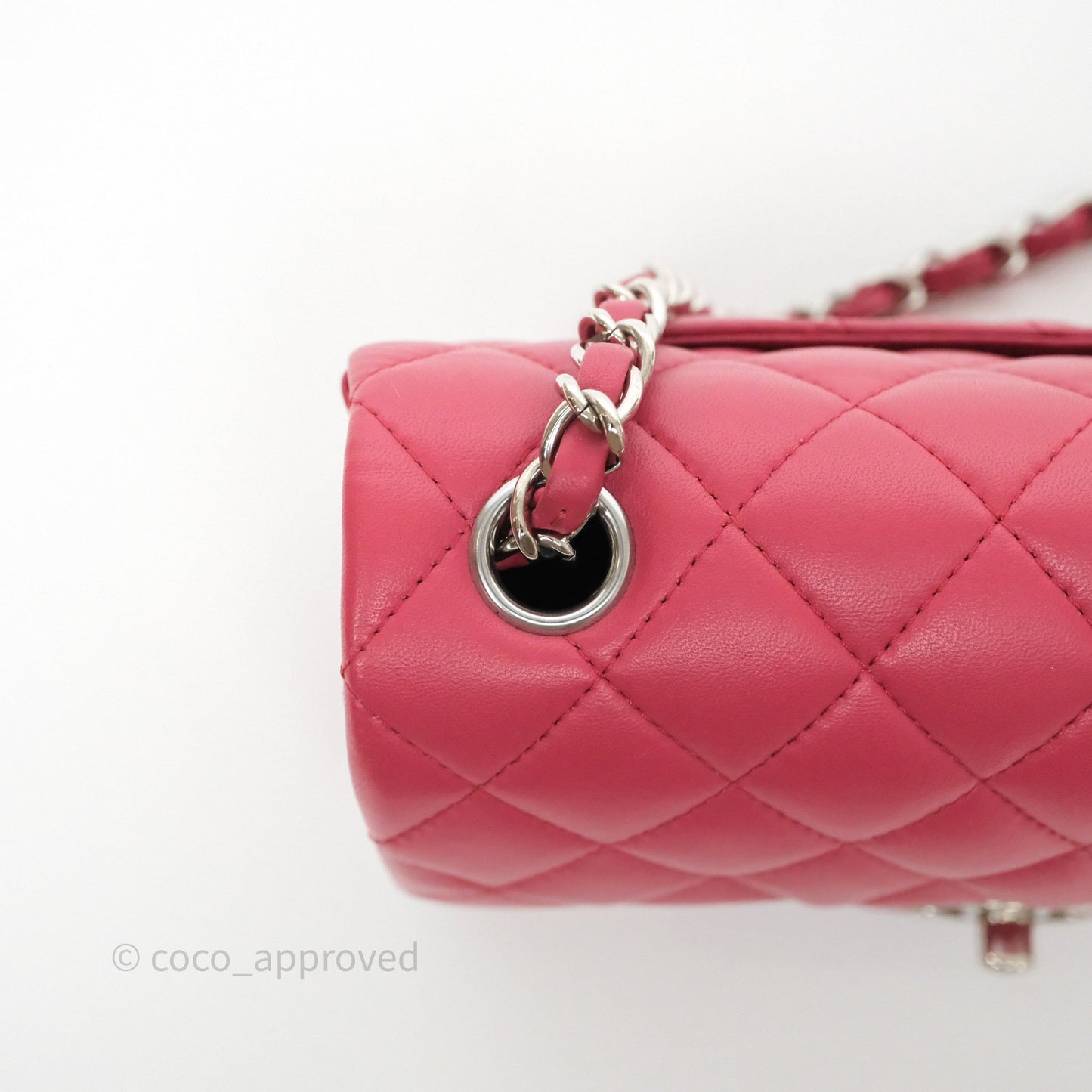 Chanel Quilted Mini Rectangular Dark Pink Lambskin Silver Hardware