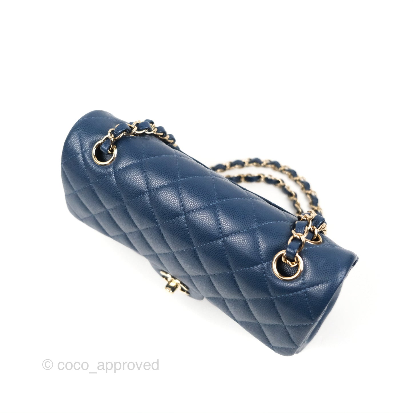 Chanel Small Classic Quilted Flap Navy Caviar Gold Hardware
