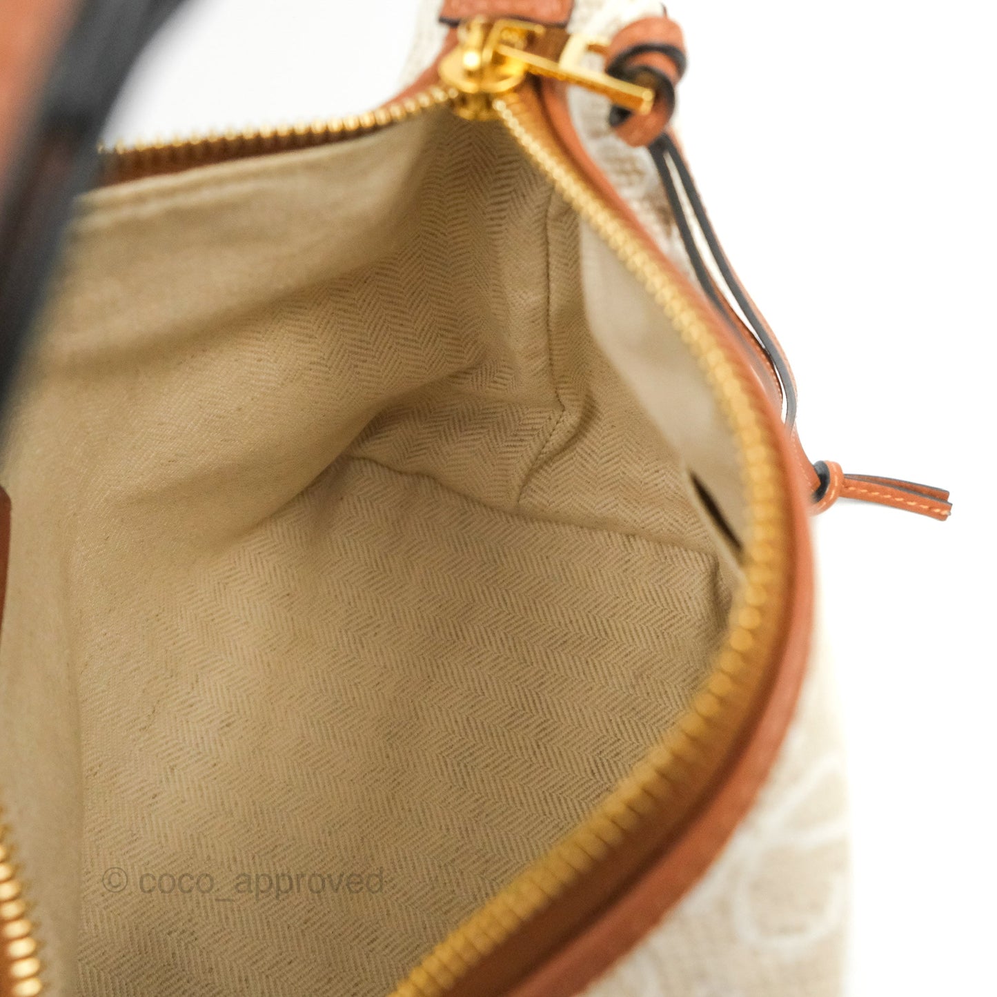 Loewe Small Cubi bag in Anagram Jacquard & Calfskin Ecru/Tan