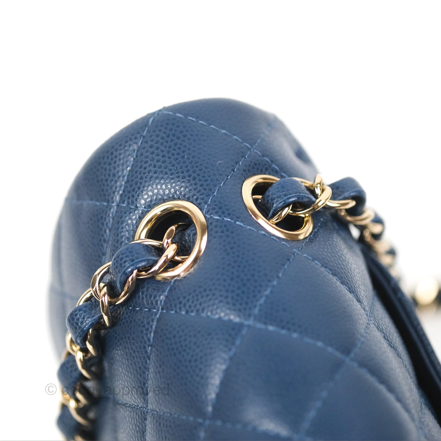 Chanel Small Classic Quilted Flap Navy Caviar Gold Hardware