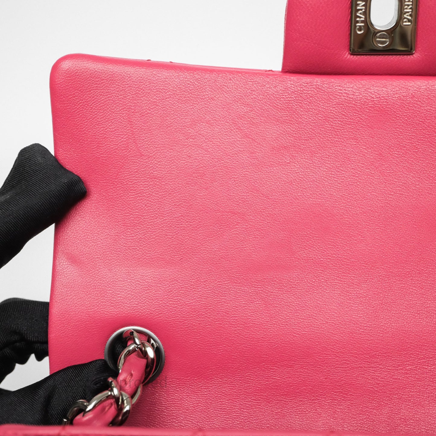 Chanel Quilted Mini Rectangular Dark Pink Lambskin Silver Hardware