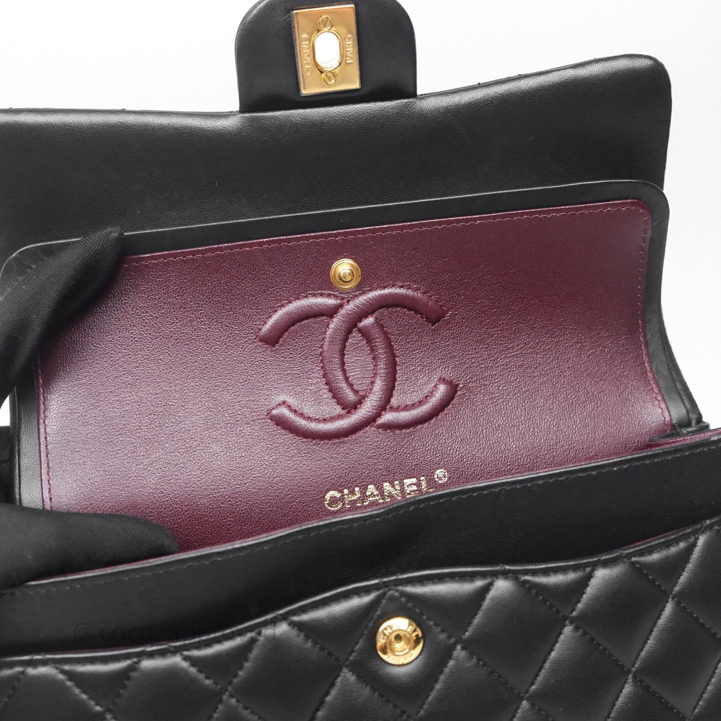 Chanel Small Classic Flap Quilted Black Lambskin Gold Hardware
