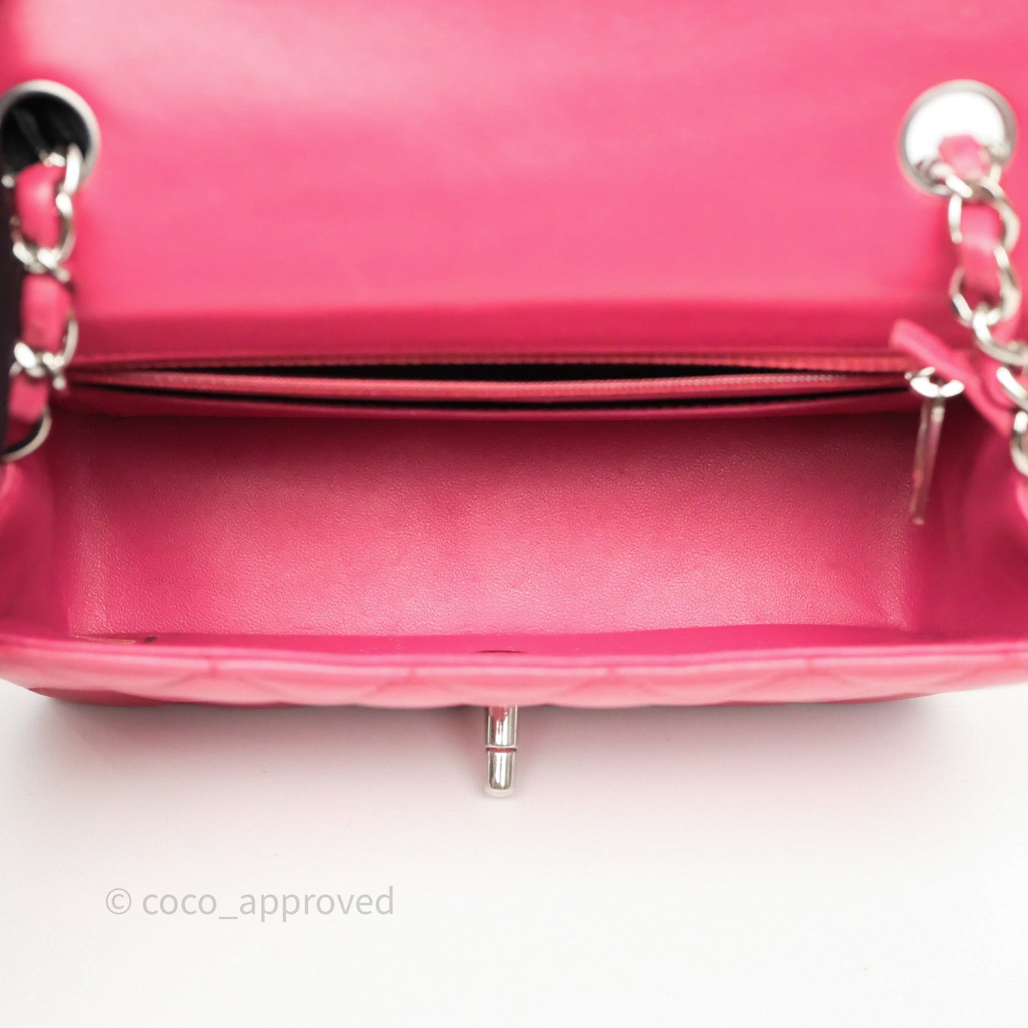 Chanel Quilted Mini Rectangular Dark Pink Lambskin Silver Hardware