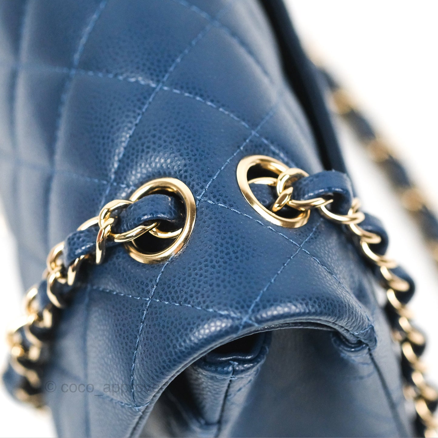 Chanel Small Classic Quilted Flap Navy Caviar Gold Hardware