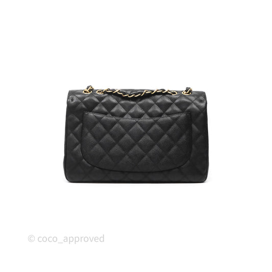 Chanel Jumbo Single Flap Black Caviar Gold Hardware⁣⁣