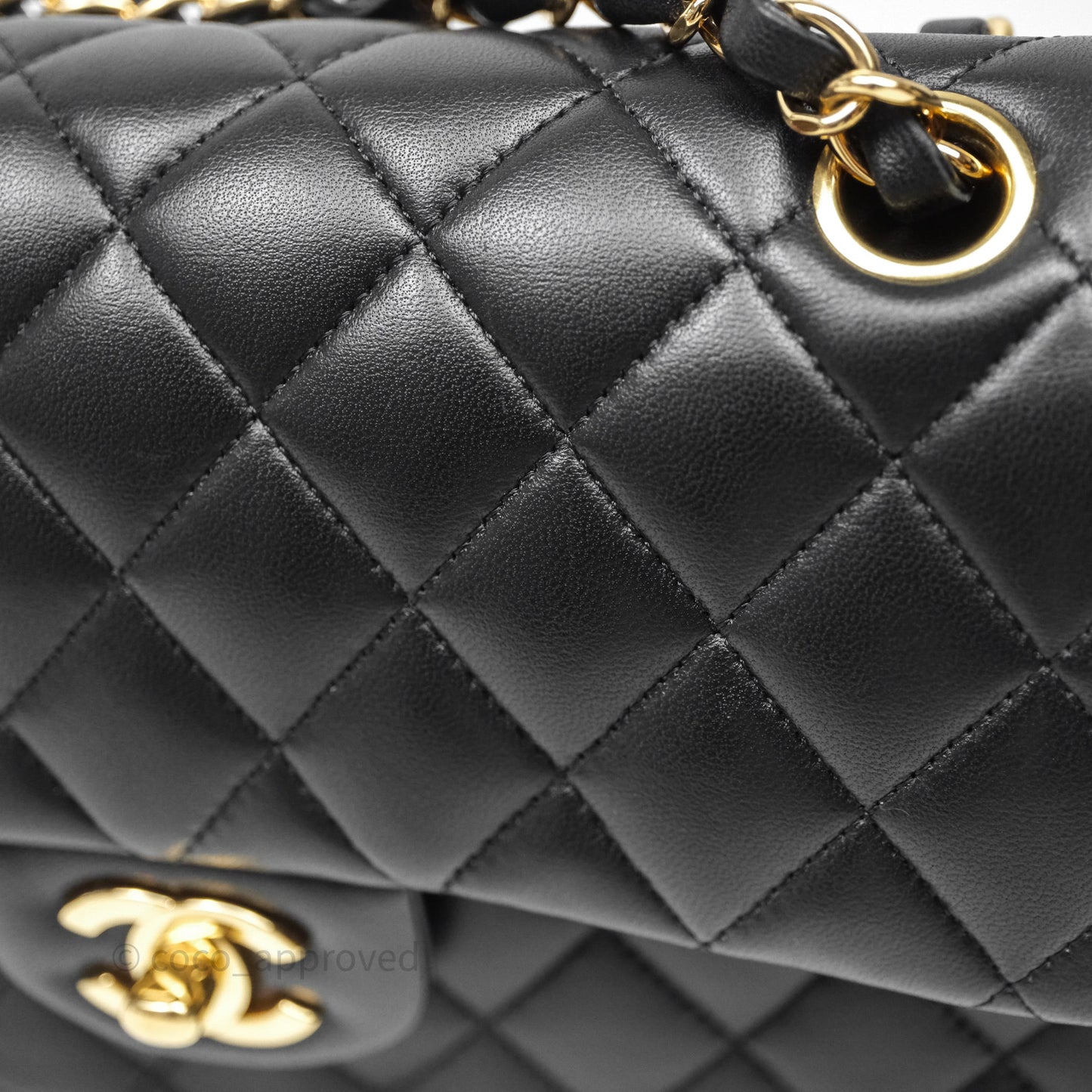 Chanel Small Classic Flap Quilted Black Lambskin Gold Hardware
