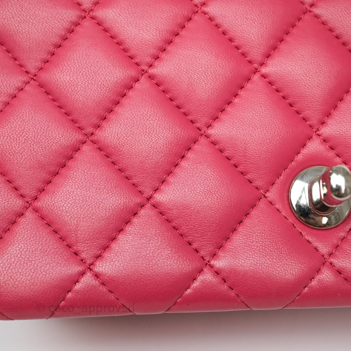 Chanel Quilted Mini Rectangular Dark Pink Lambskin Silver Hardware
