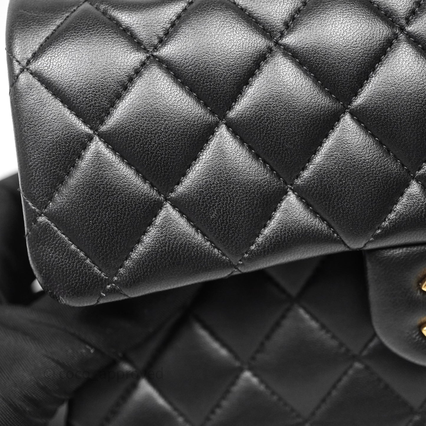 Chanel Small Classic Flap Quilted Black Lambskin Gold Hardware