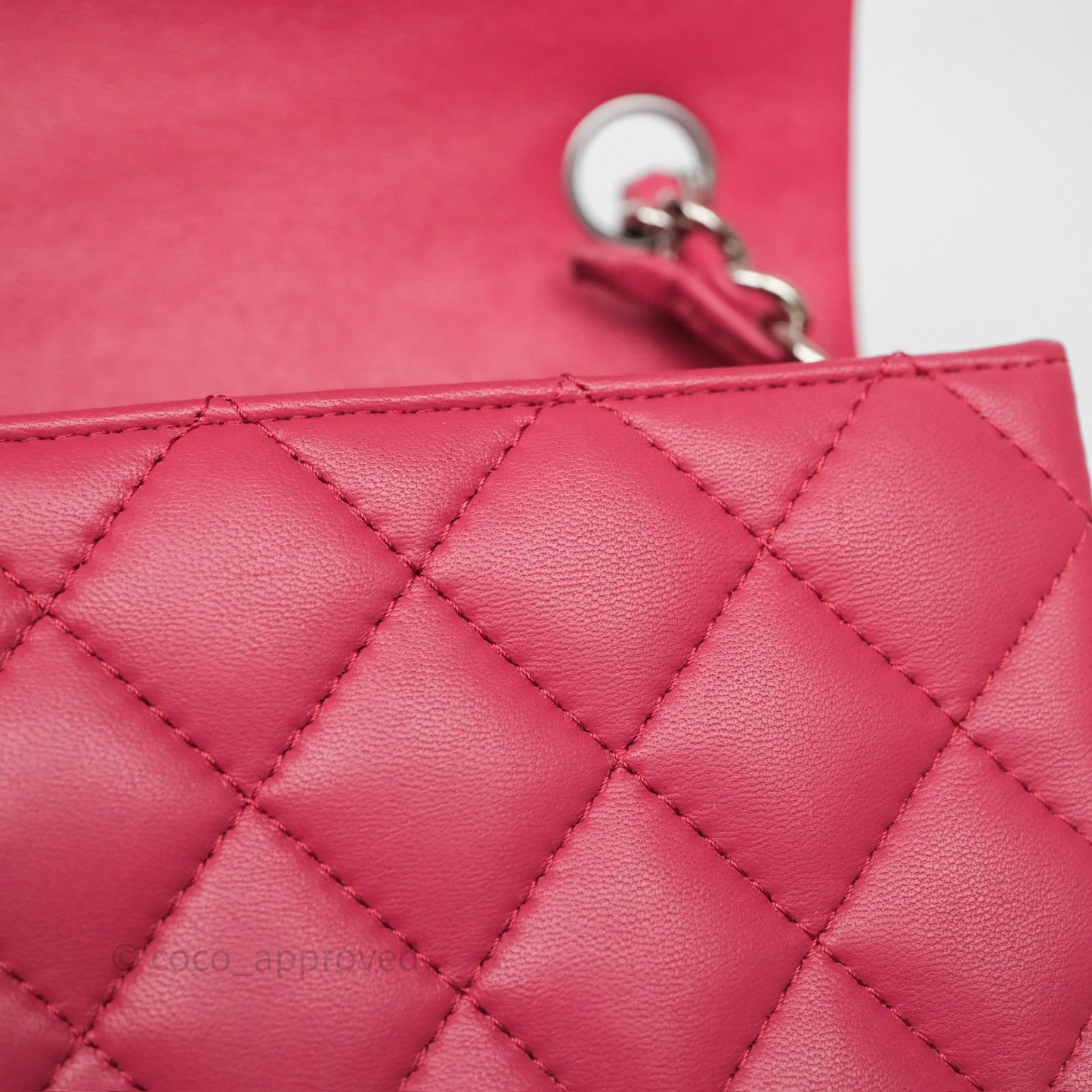 Chanel Quilted Mini Rectangular Dark Pink Lambskin Silver Hardware