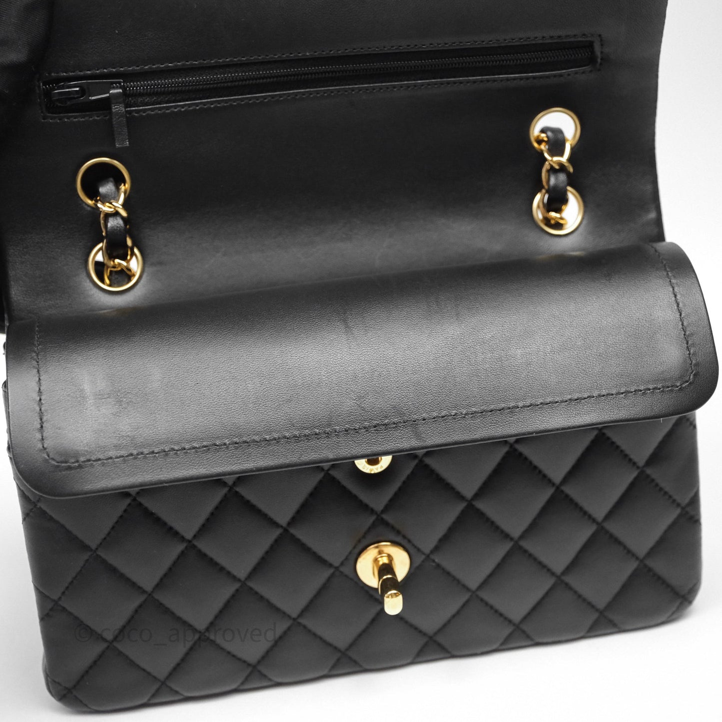 Chanel Small Classic Flap Quilted Black Lambskin Gold Hardware